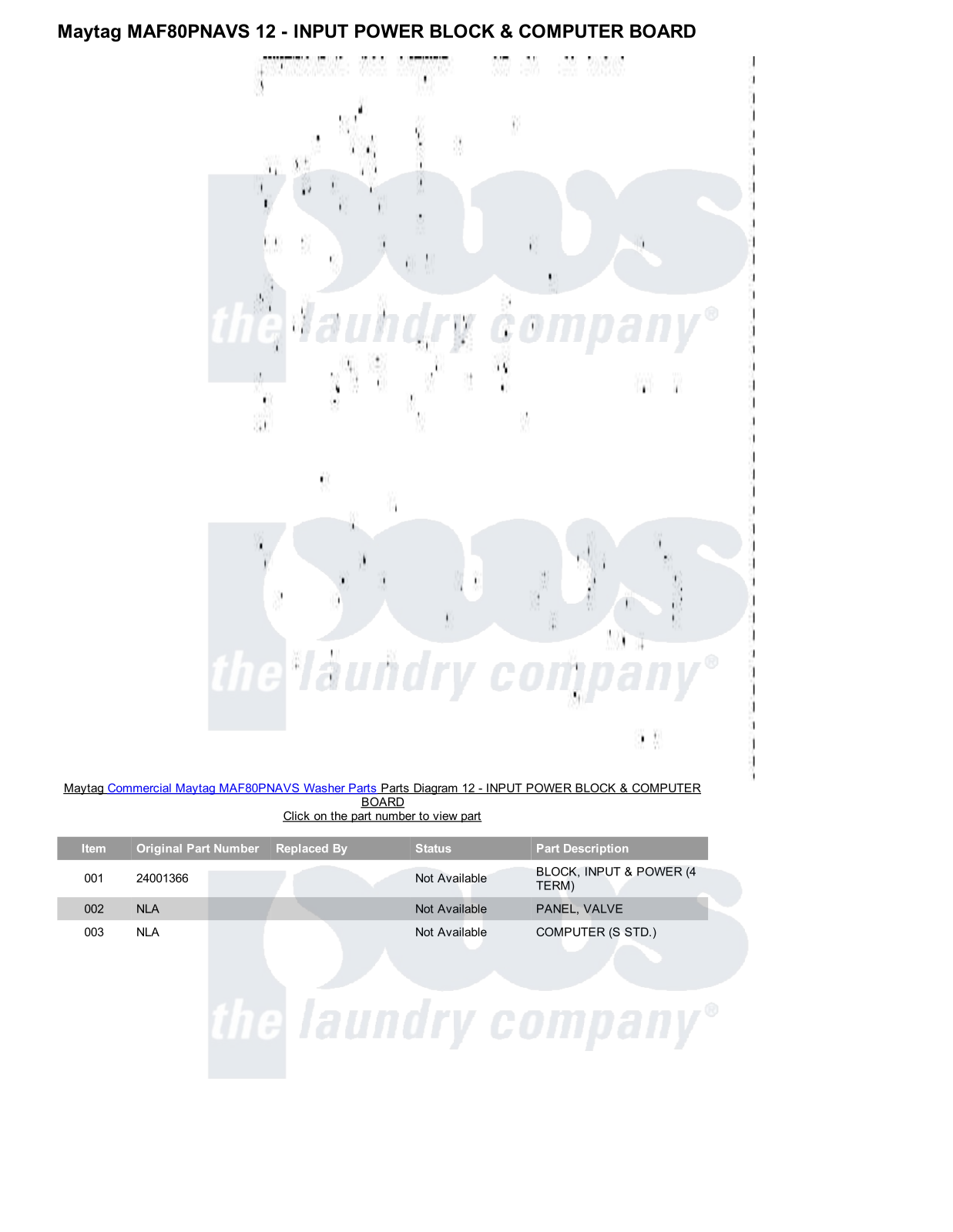 Maytag MAF80PNAVS Parts Diagram