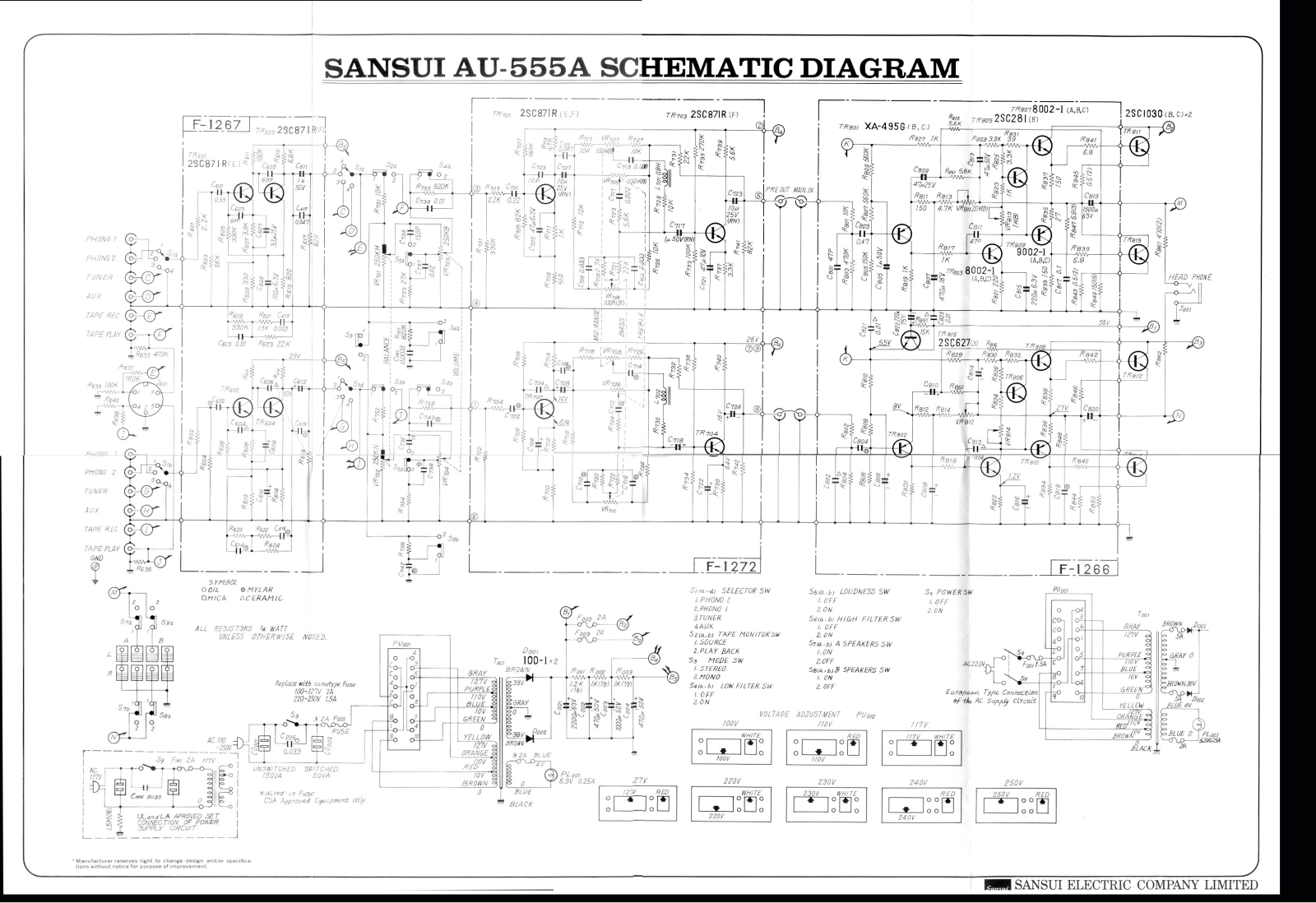 Sansui AU-555-A Schematic