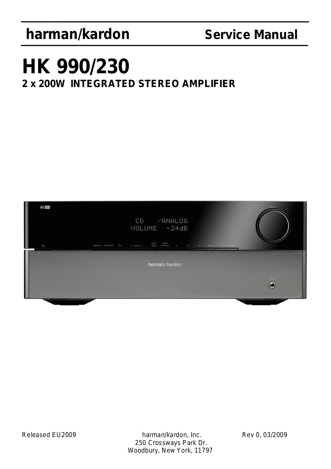 Harman Kardon HK-990-230 Service Manual