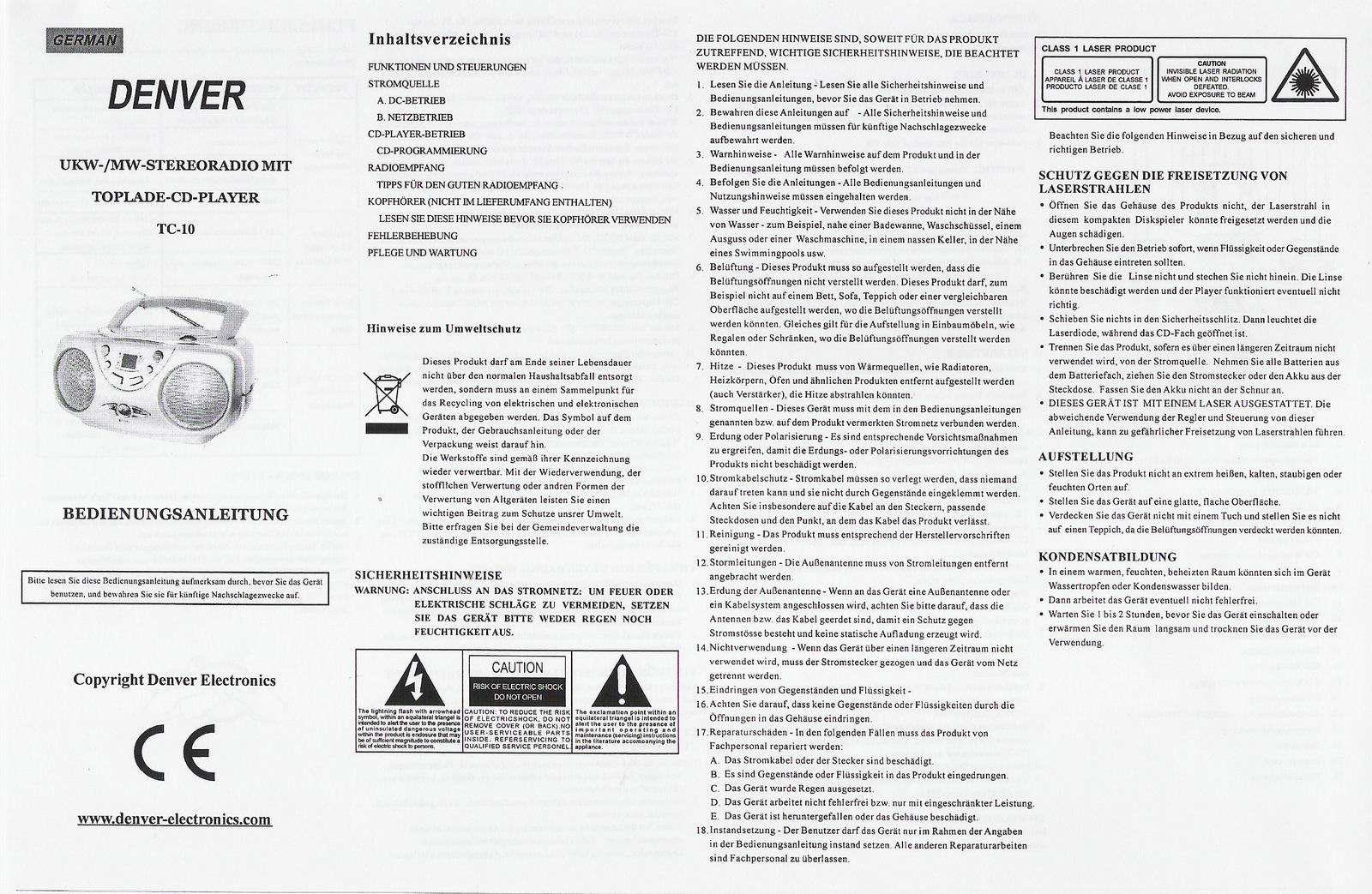 Denver TC-10 User Manual