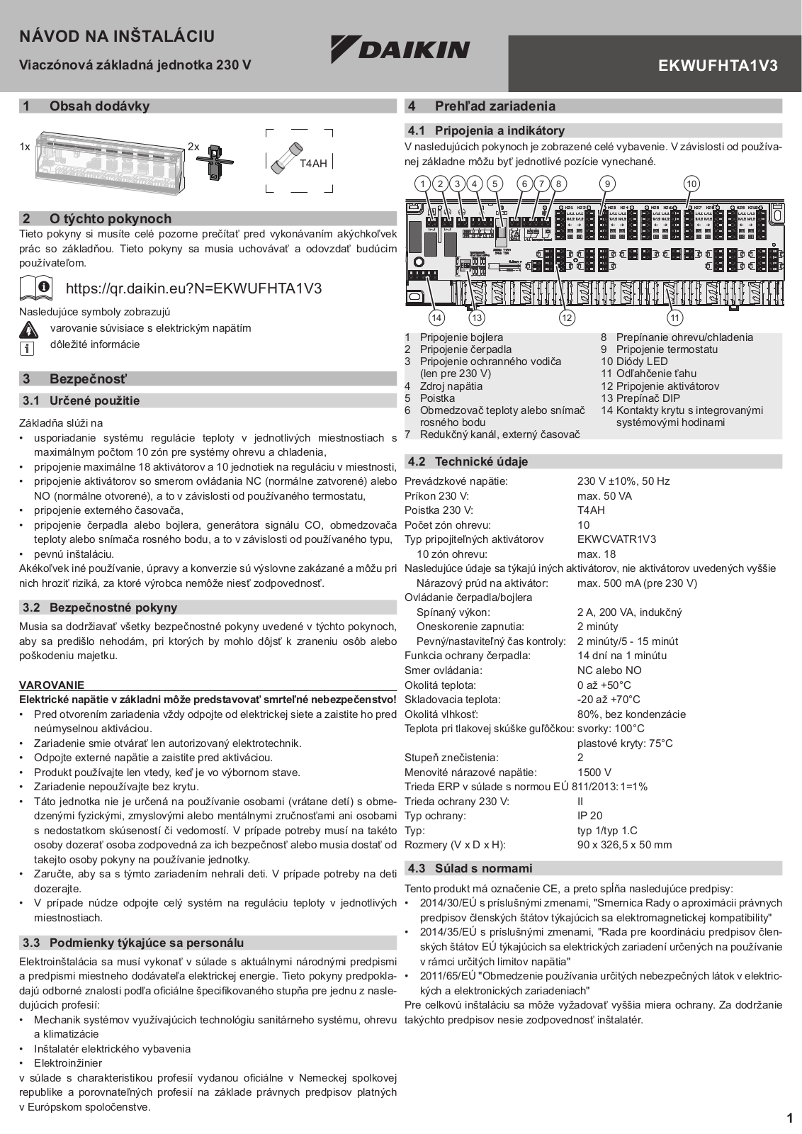 Daikin EKWUFHTA1V3 Installation manuals