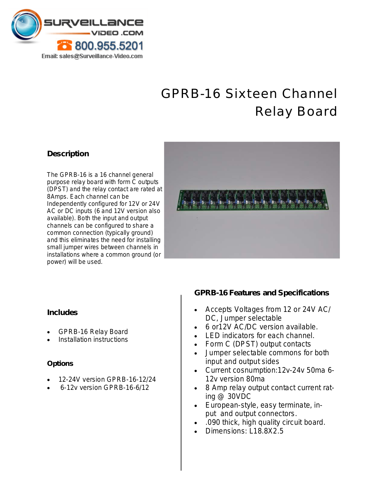 ETS GPRB-16 Specsheet