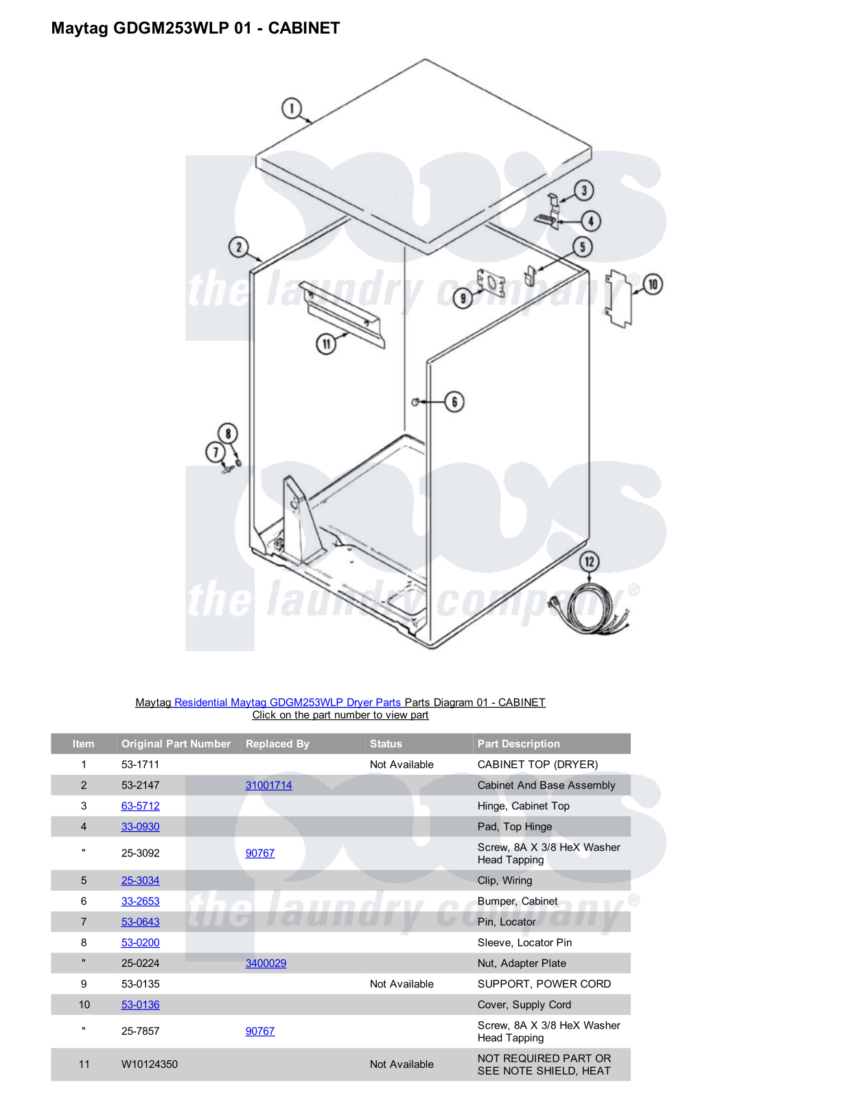 Maytag GDGM253WLP Parts Diagram