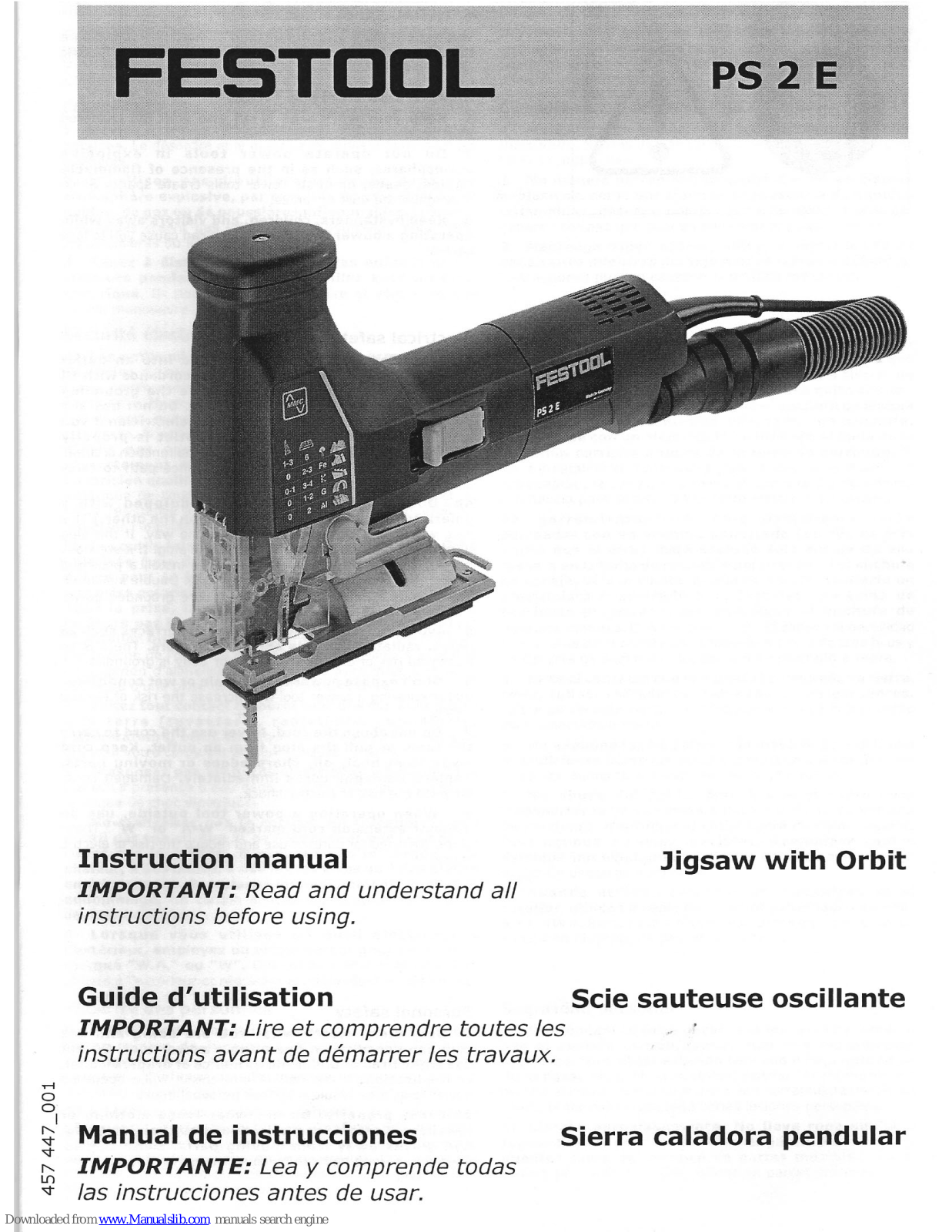 Festool PS 2 E Instruction Manual