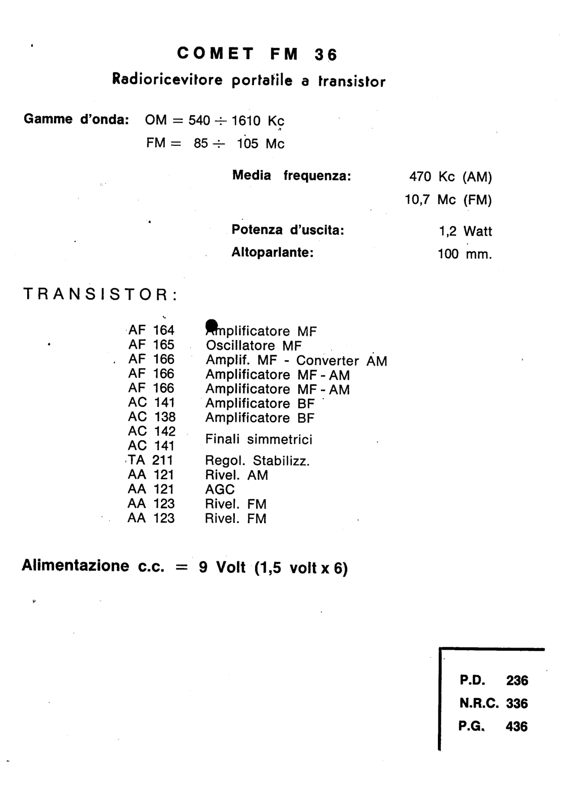 Trans Continents Radio fm36 components