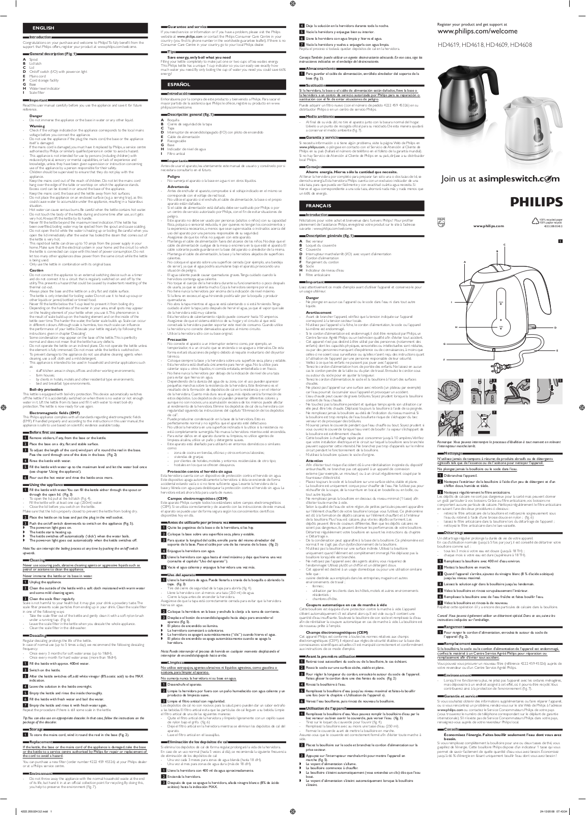 Philips HD4619, HD4618, HD4609, HD4608 User Manual