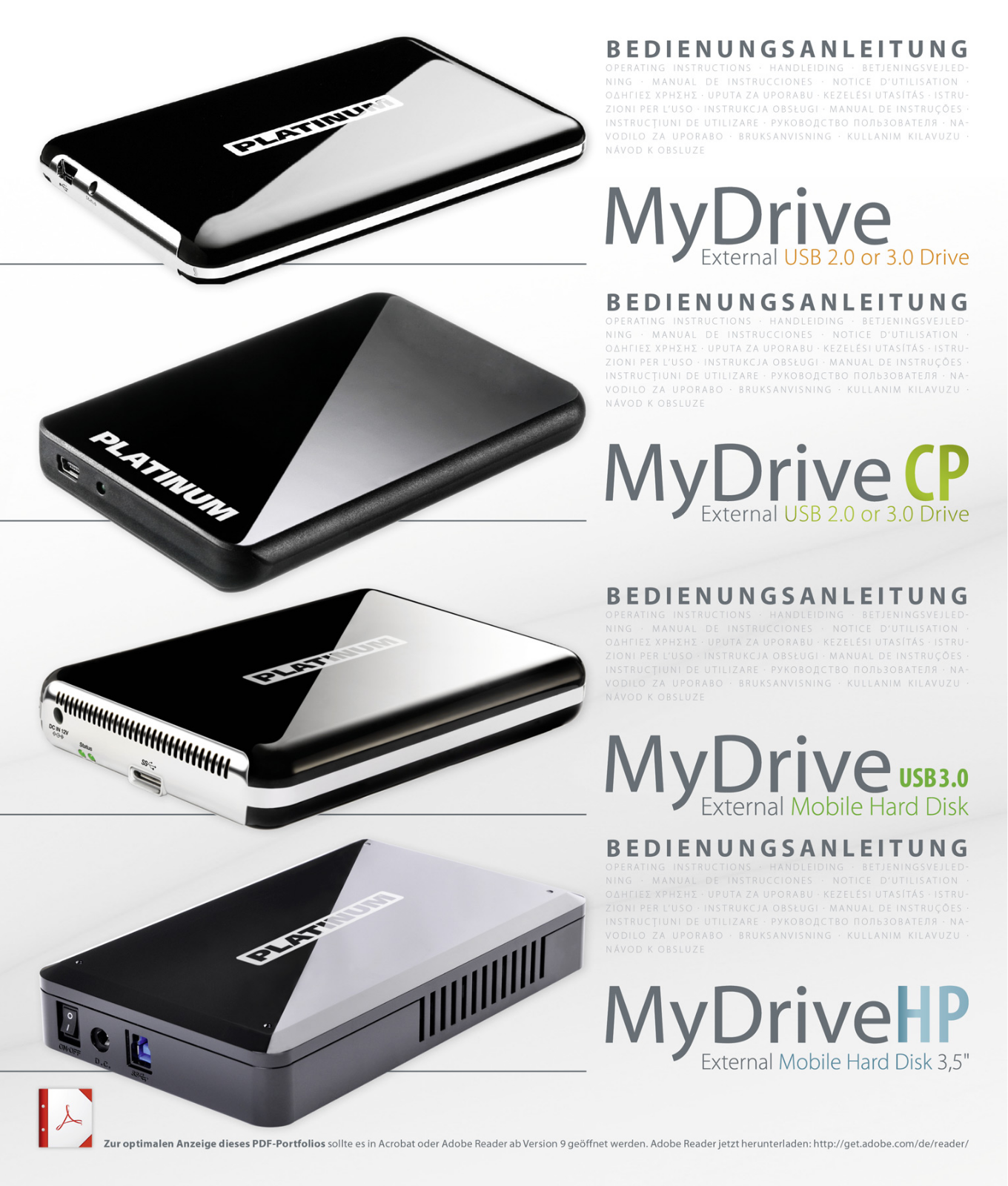 Platinum MyDrive External USB 2.0 Drive, MyDrive External USB 3.0 Drive, MyDrive CP External USB 2.0 Drive, MyDrive CP External USB 3.0 Drive Operation Instructions