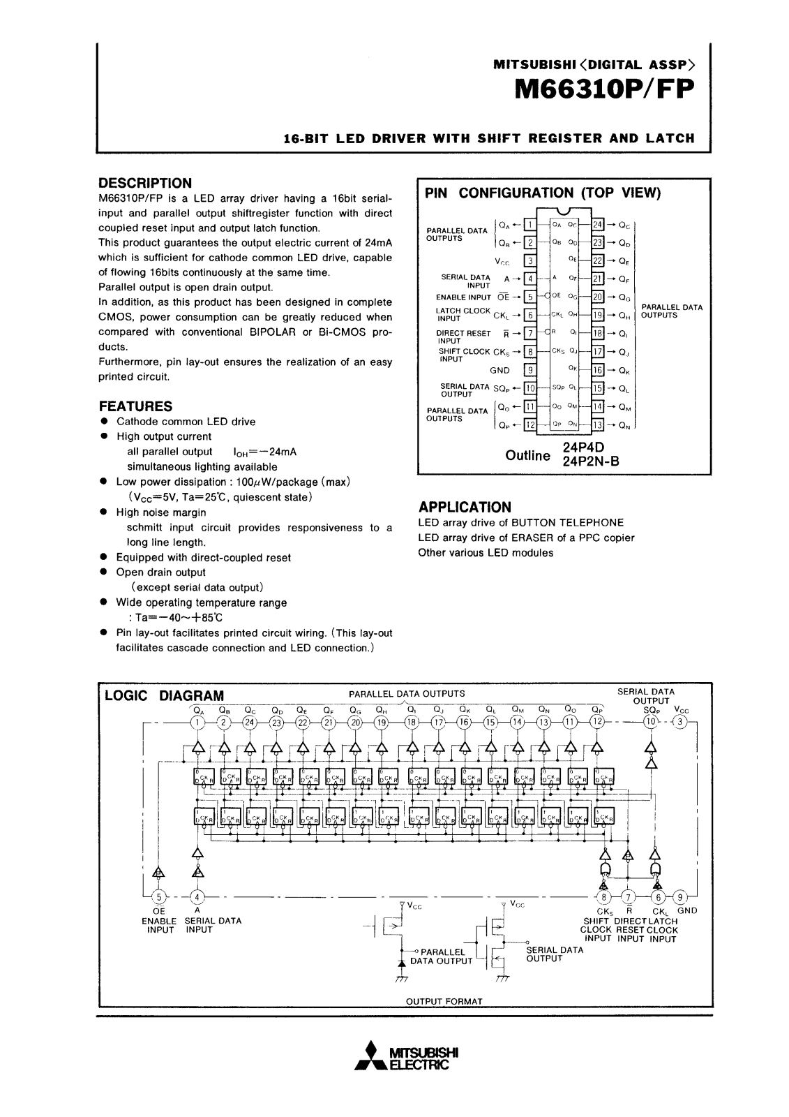 Mitsubishi M66310P Datasheet