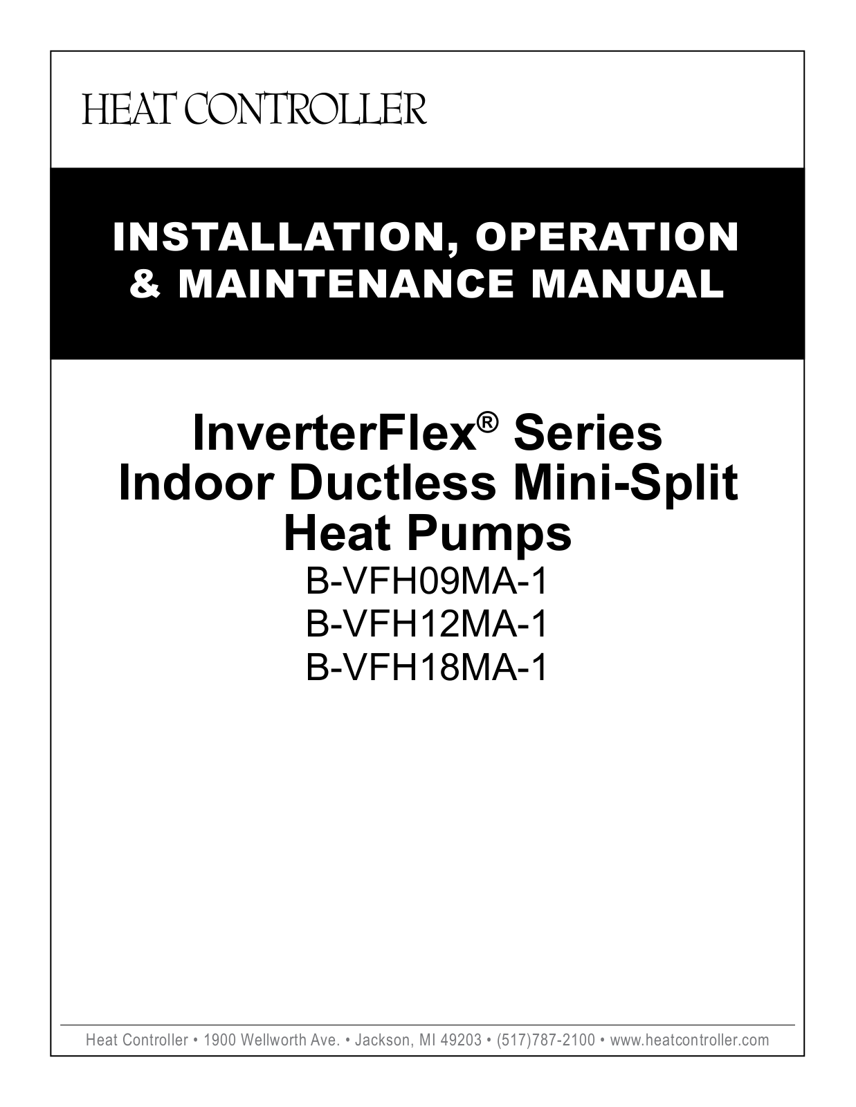 Heatcontroller B-VFH18MA-1 User Manual