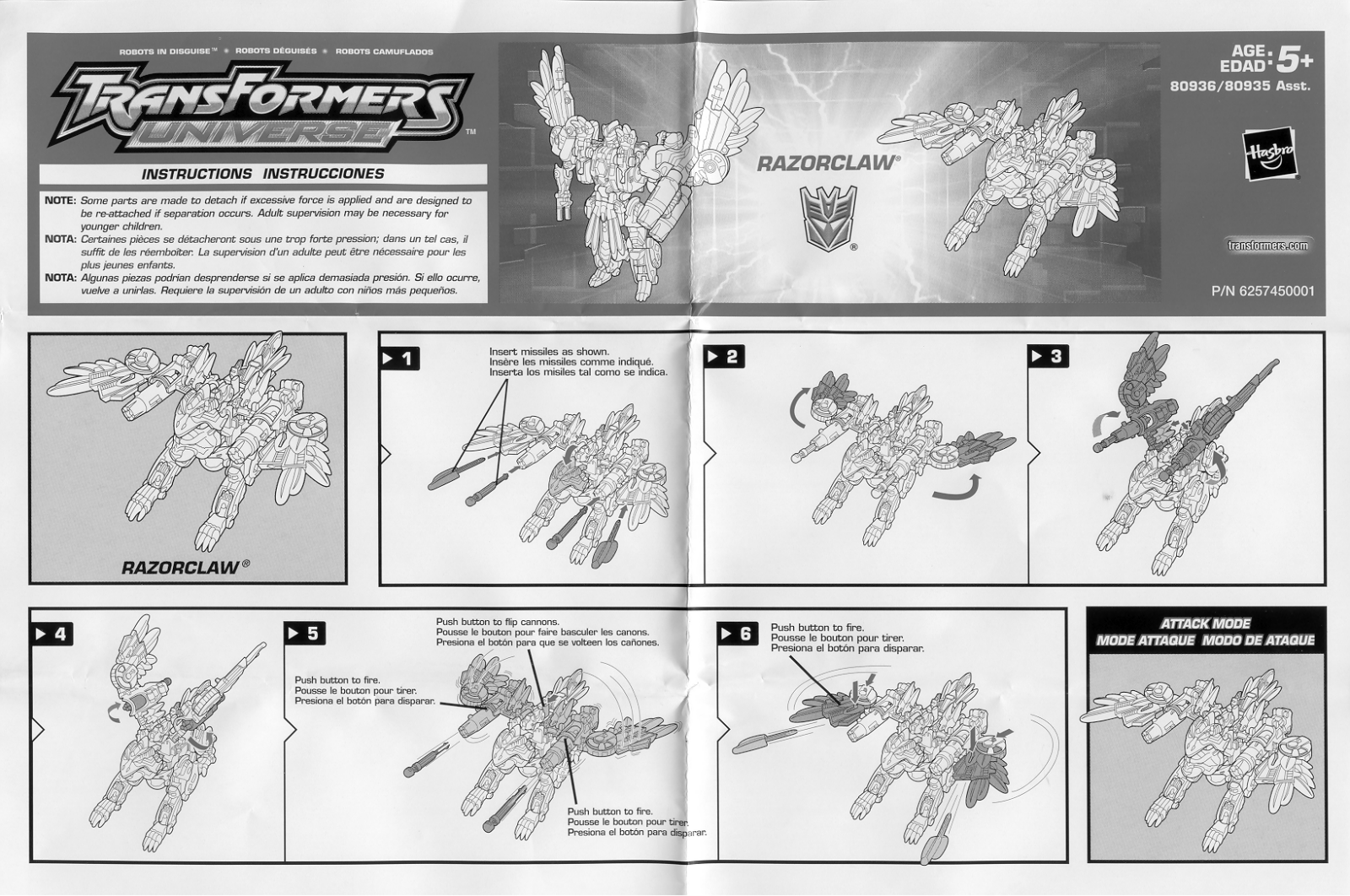 HASBRO Transformers Universe Razorclaw User Manual