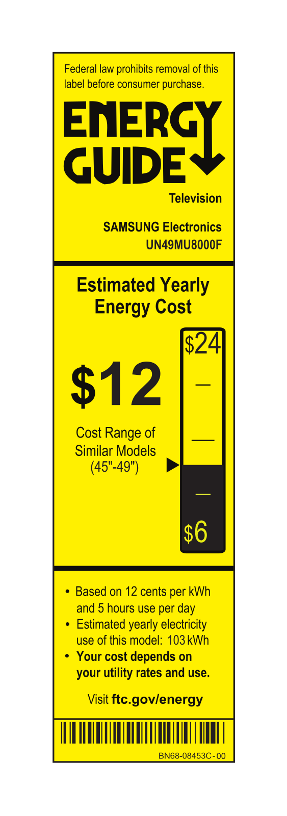 Samsung Electronics UN49MU8000 Energy Guide