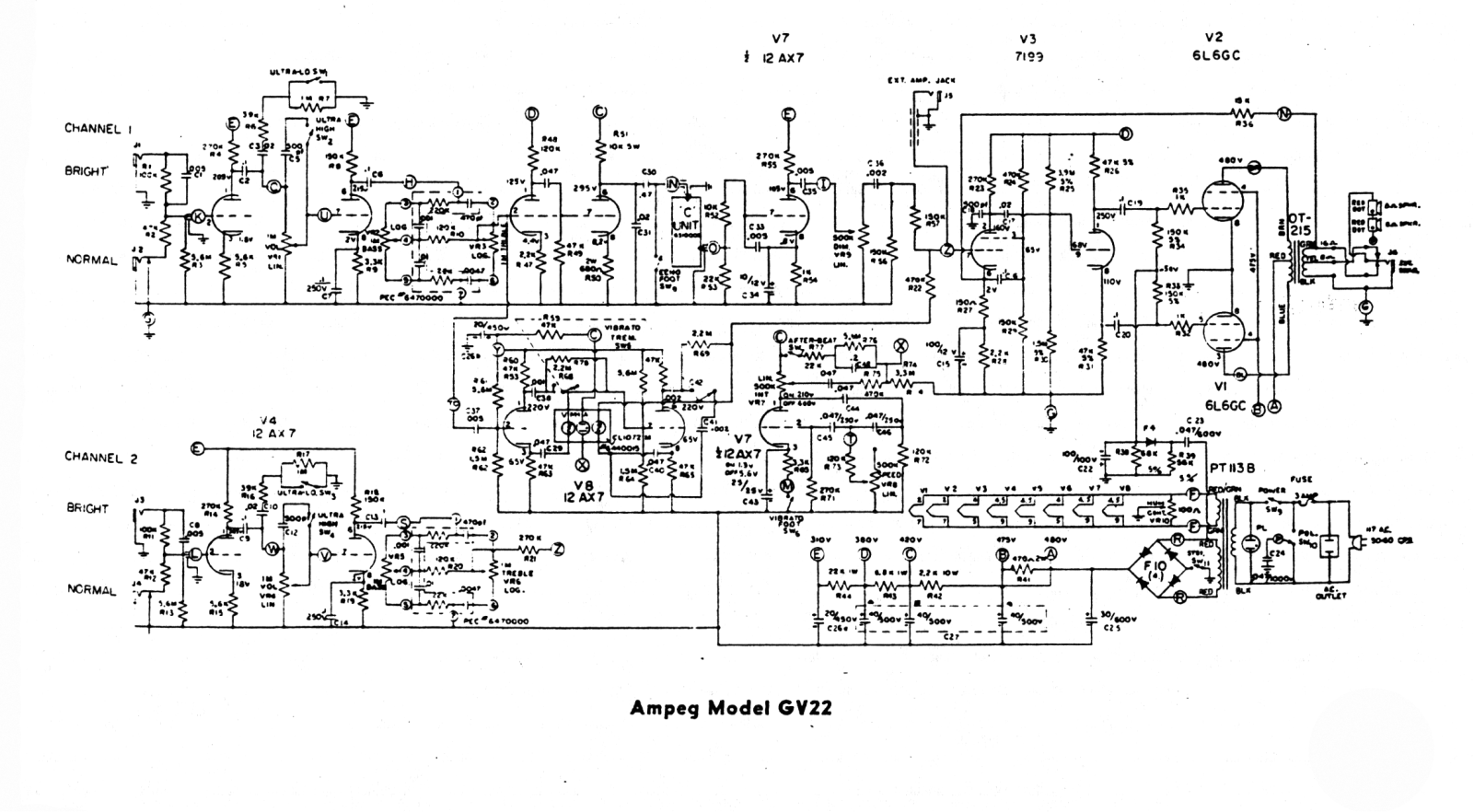 Ampeg GV22 Schematic