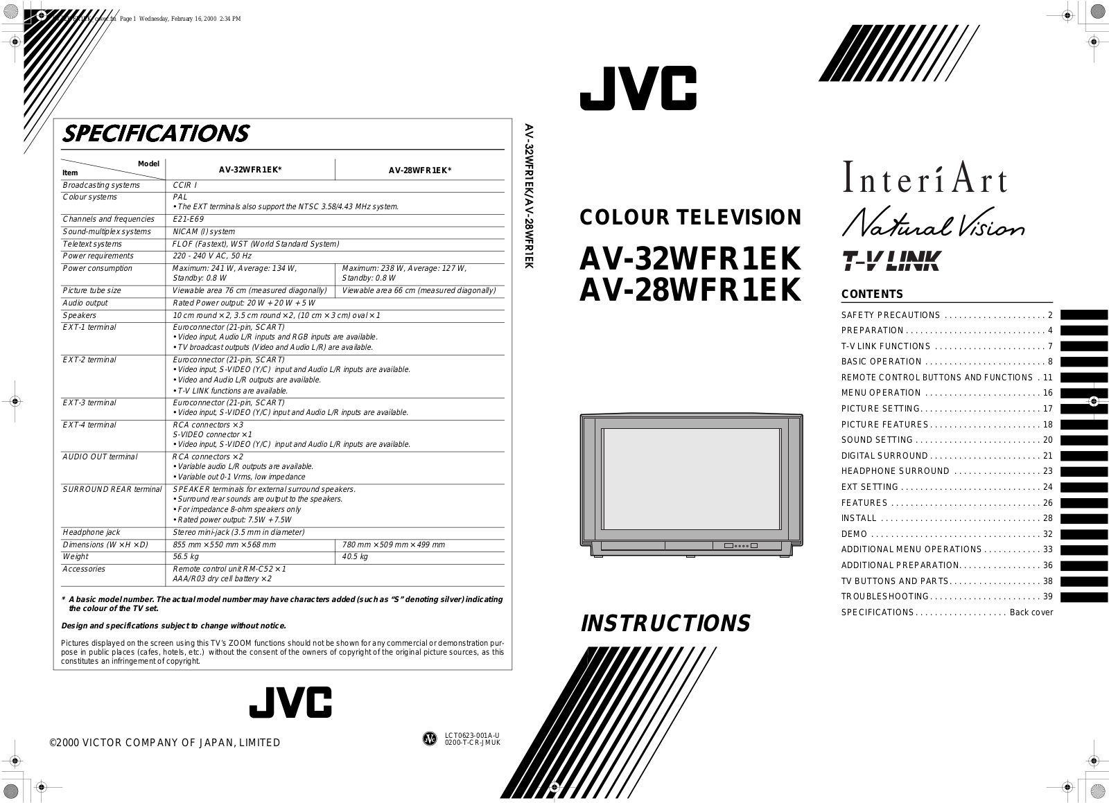 JVC AV-32WFR1EK, AV-28WFR1EK User Manual