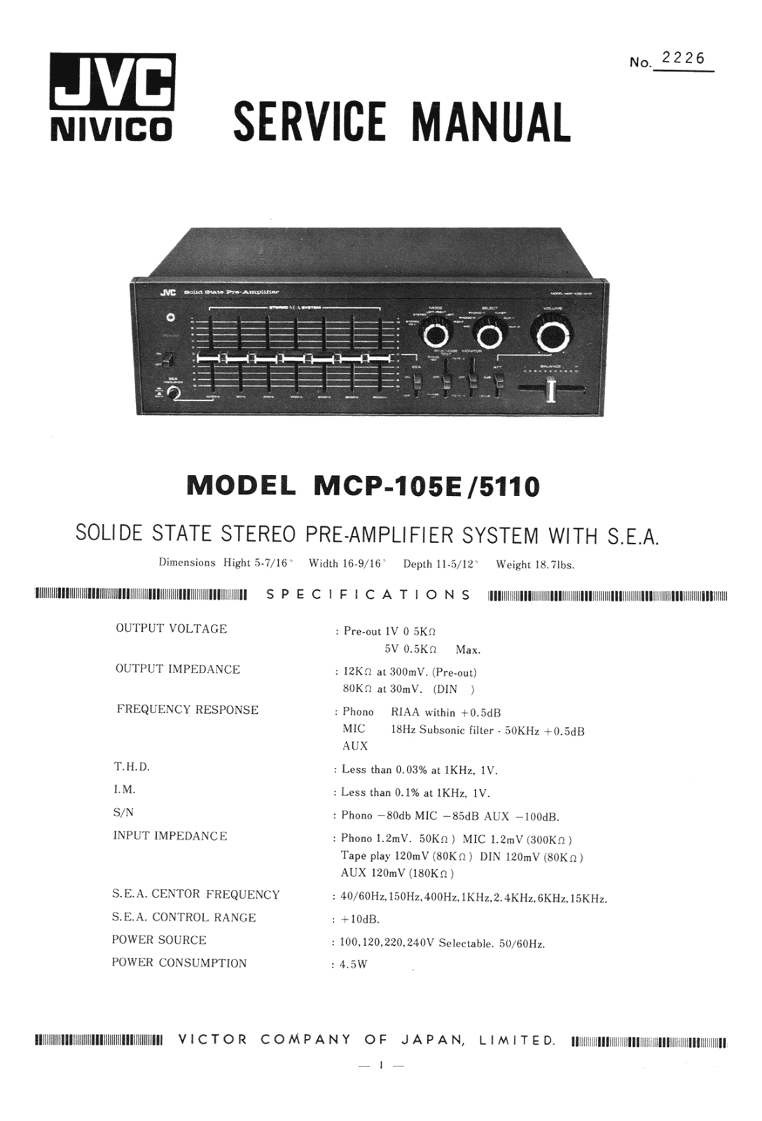 JVC MCP-105-E Service manual