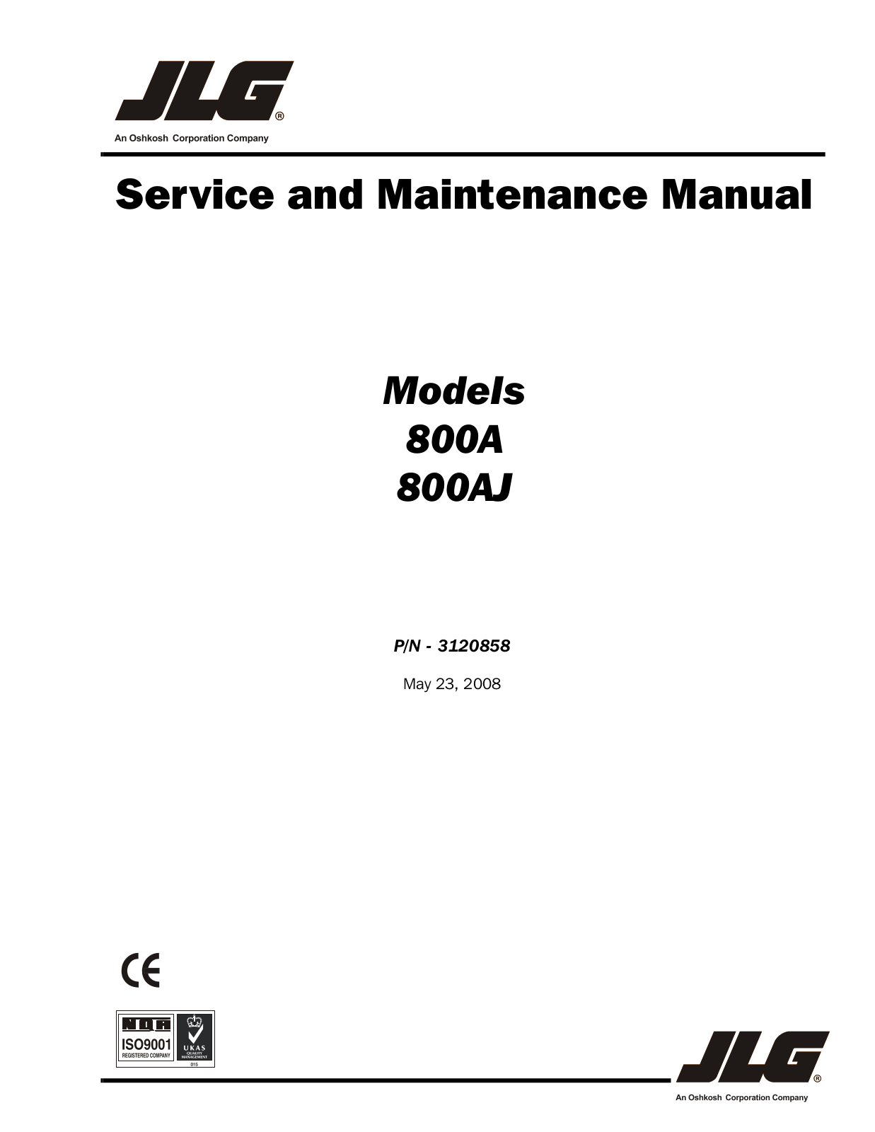 JLG 800A, 800AJ User Manual