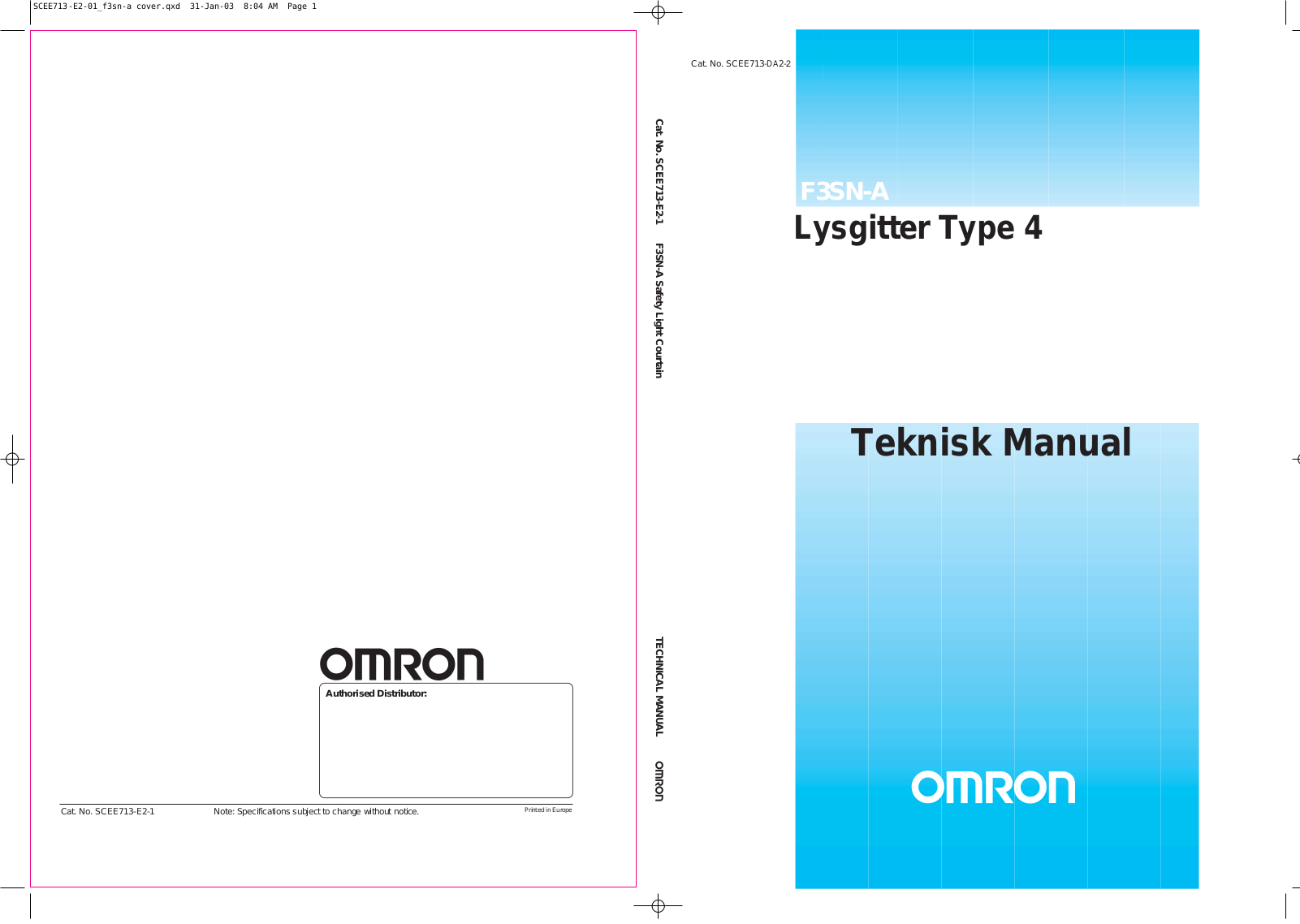 Omron F3SN-A TECHNICAL MANUAL