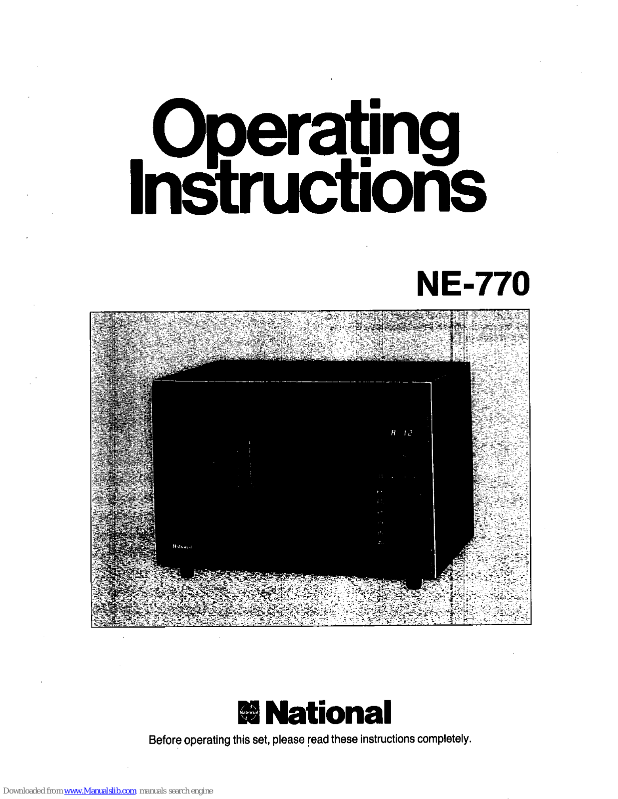 National NE-770 Operating Instructions Manual