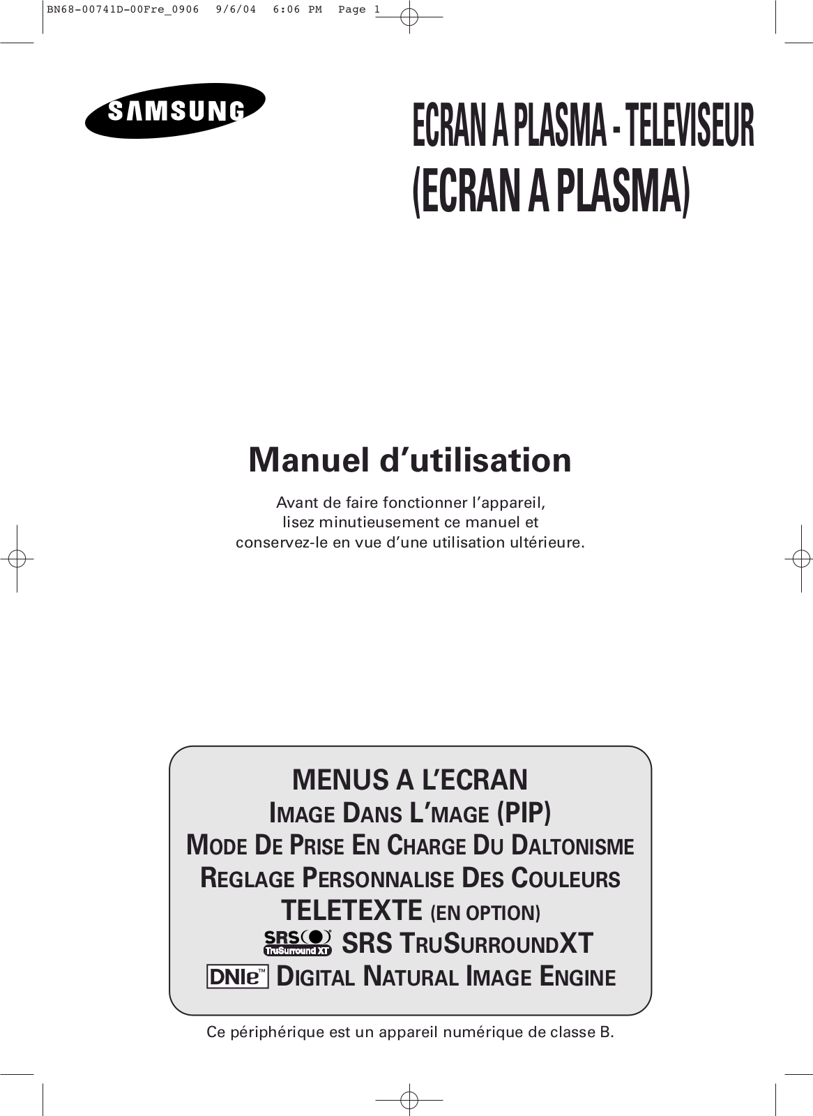 SAMSUNG PS-42P4H1 User Manual