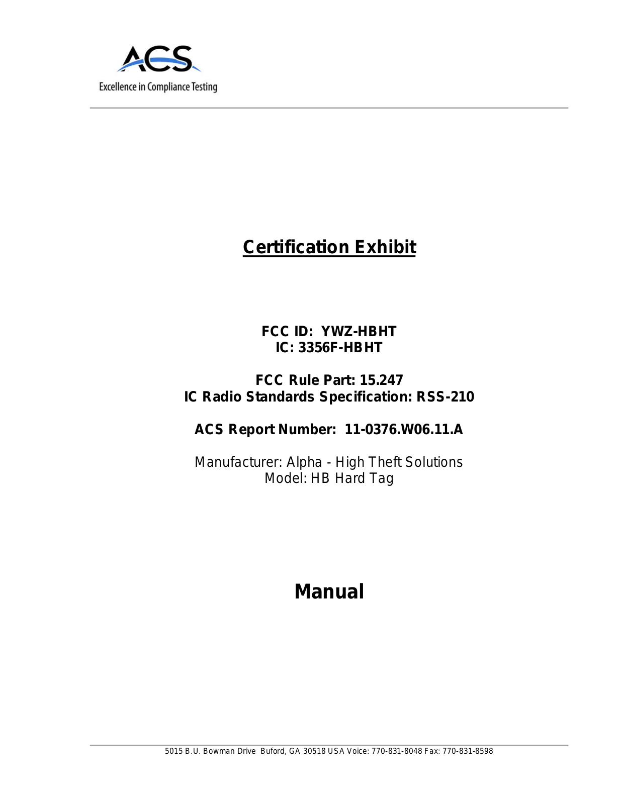 Checkpoint Systems HBHT User Manual