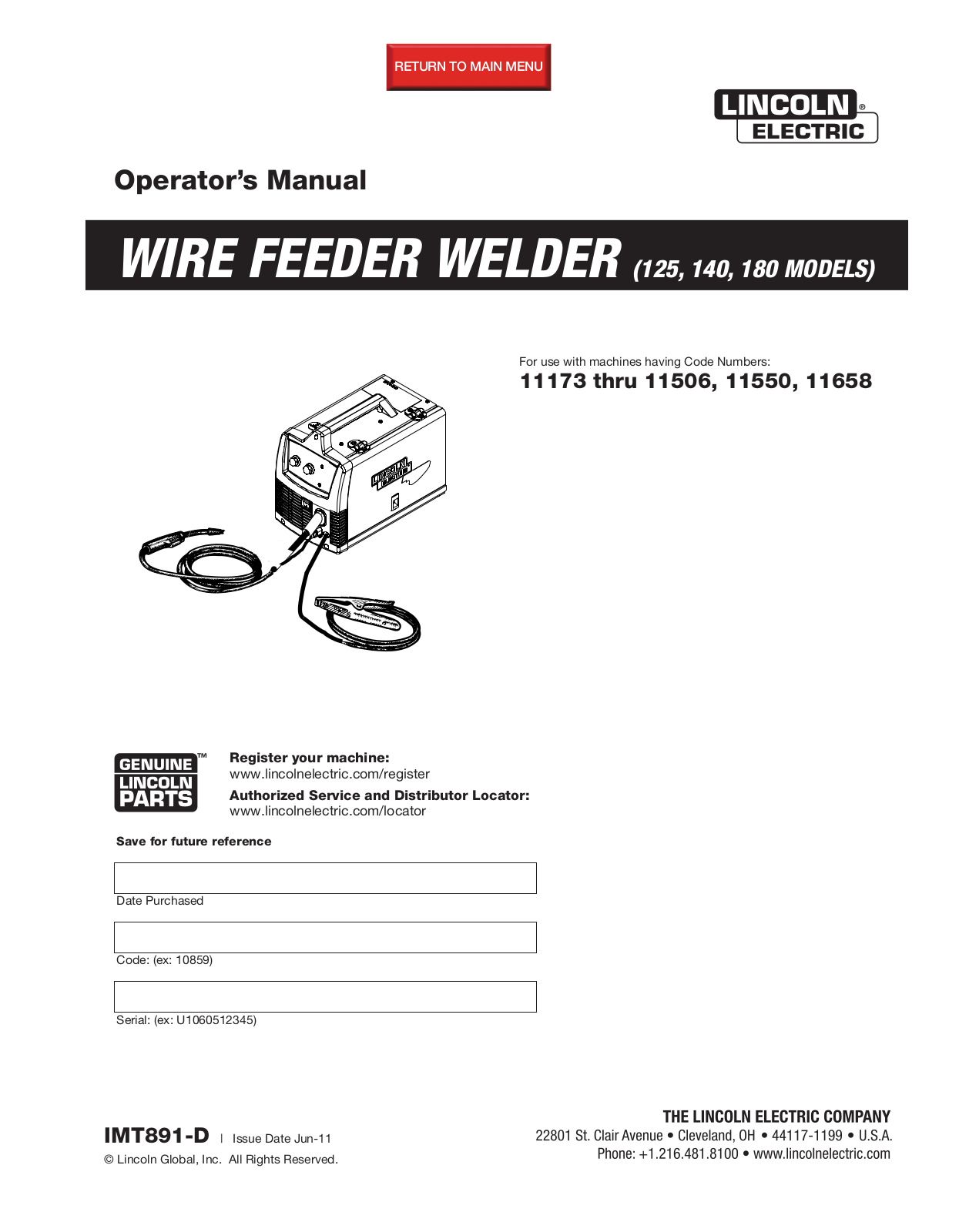 Lincoln Electric IMT891 User Manual