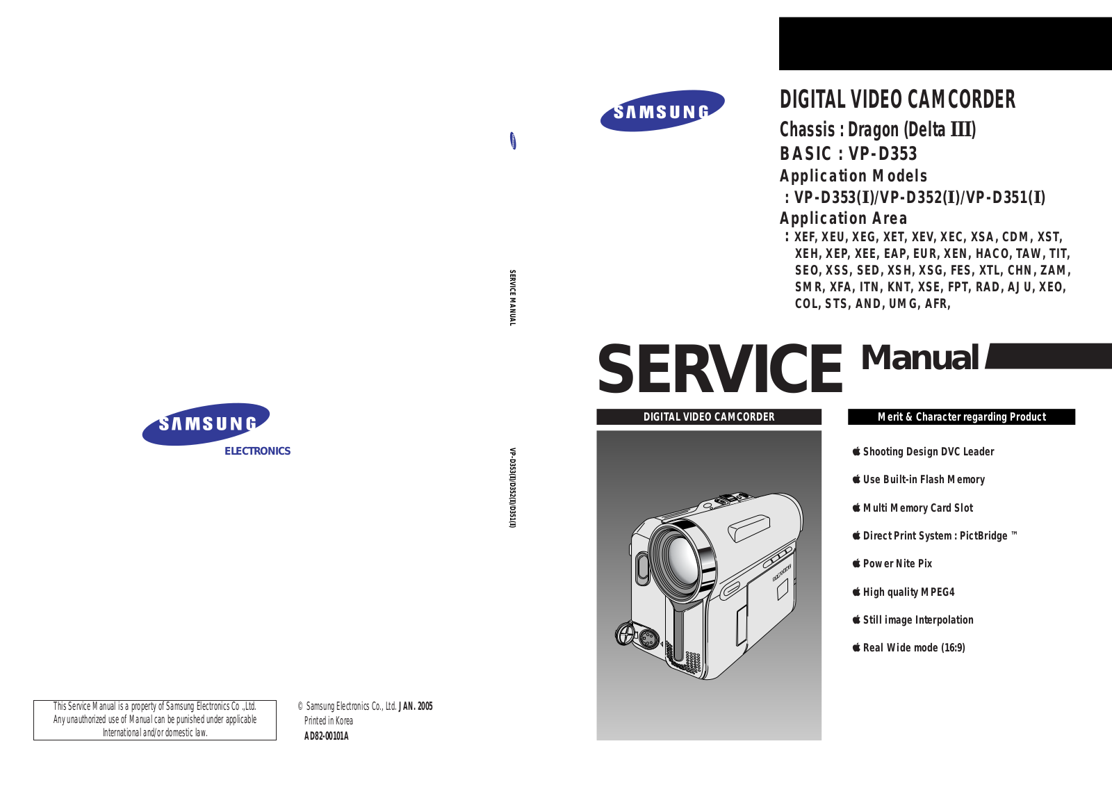 Samsung VP-D351, VP-D352, VP-D353 Service Manual