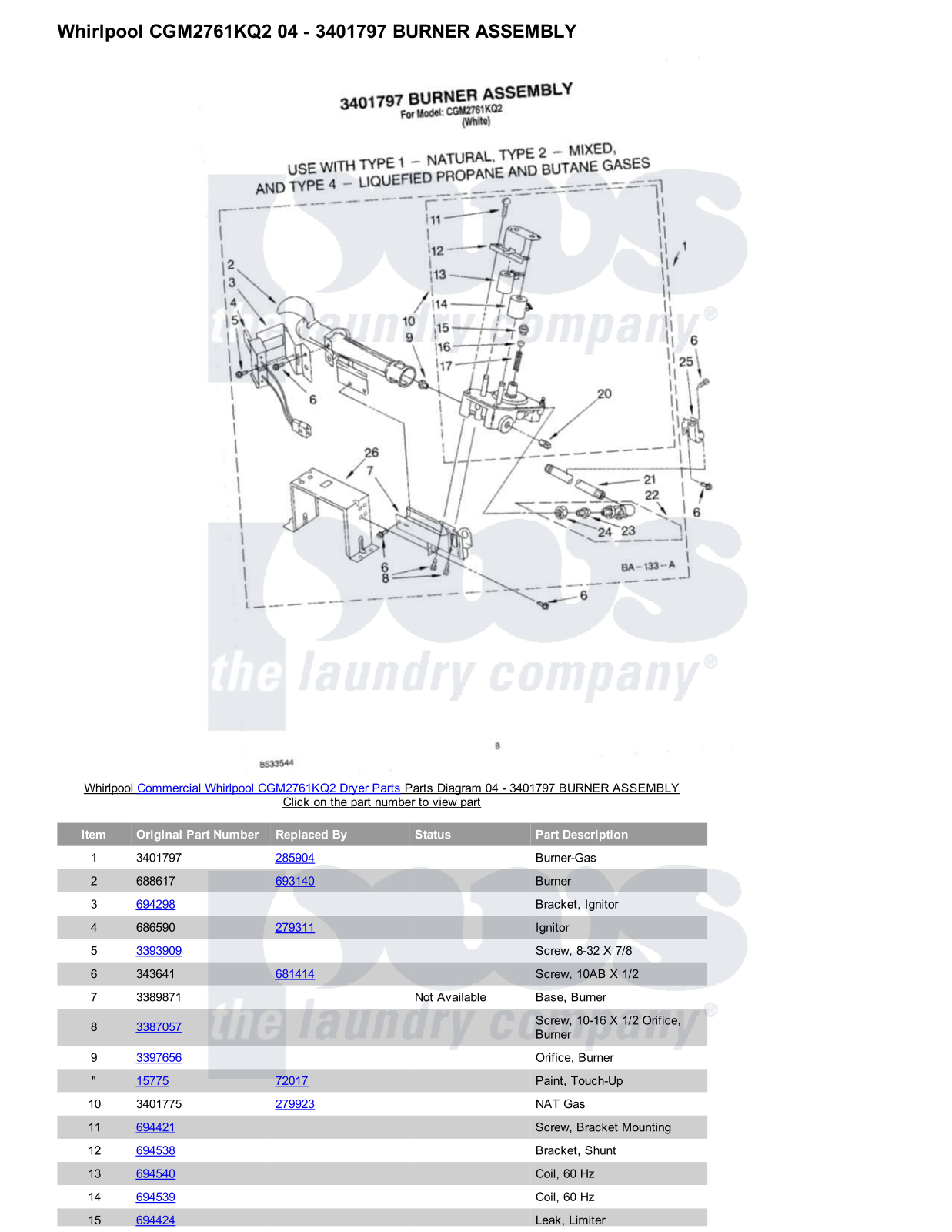 Whirlpool CGM2761KQ2 Parts Diagram