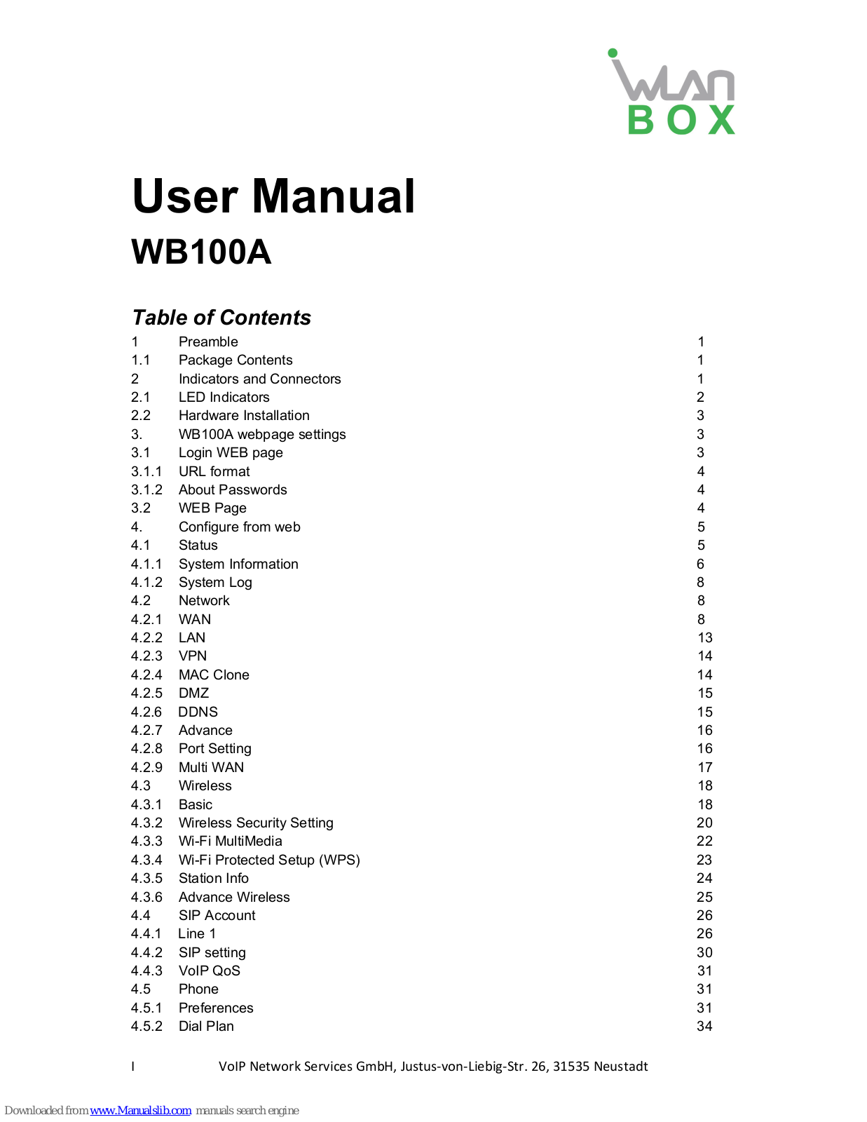 Wlan BOX WB100A User Manual - ManualMachine.com