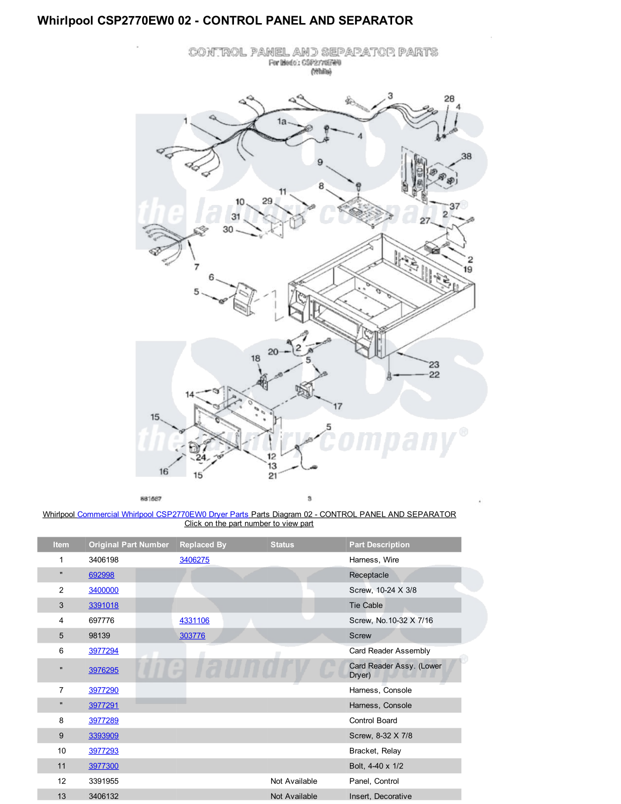 Whirlpool CSP2770EW0 Parts Diagram