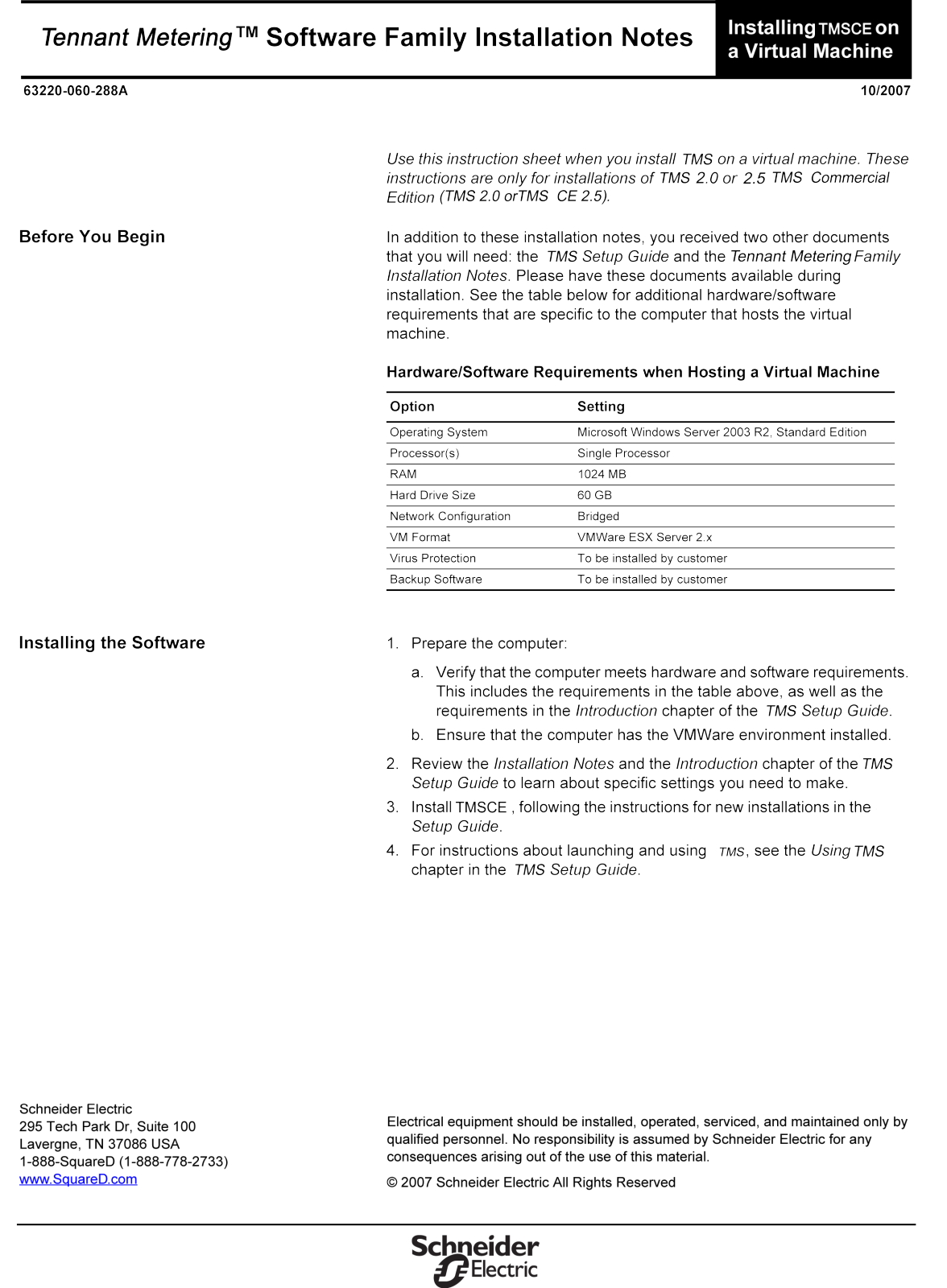 Schneider Electric TMSCE User Manual