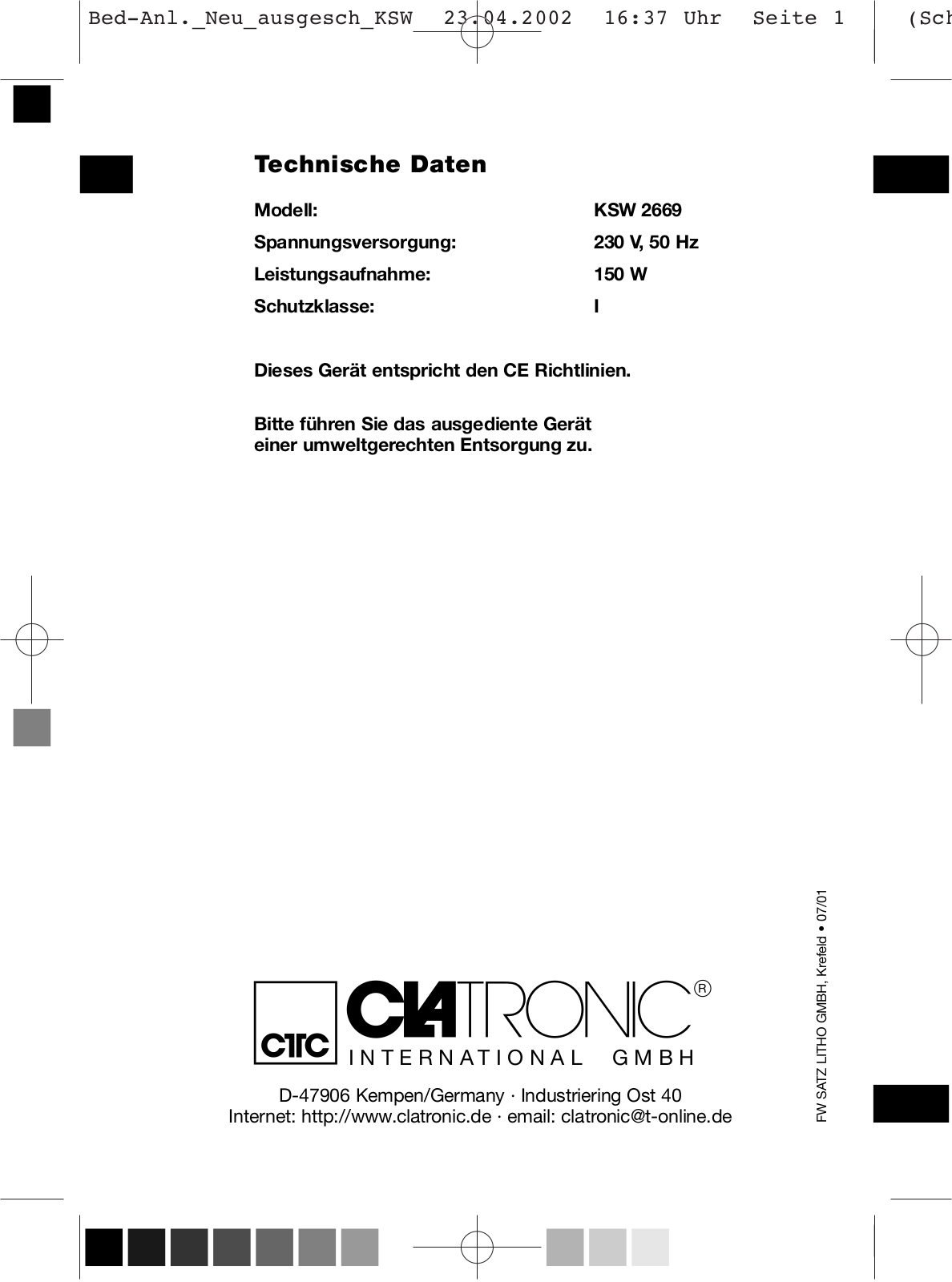 Clatronic KSW 2669 User Manual