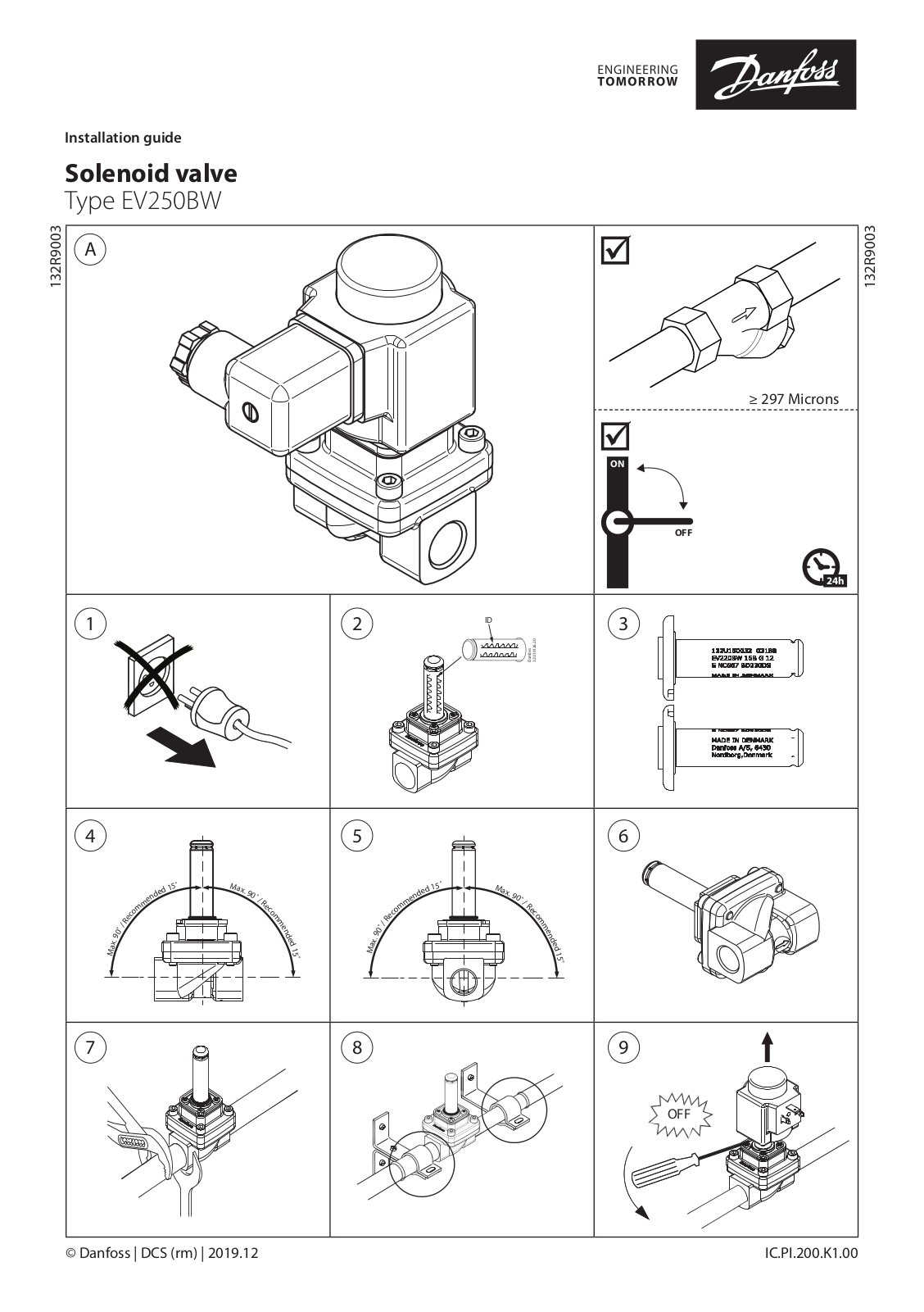 Danfoss EV250BW Installation guide