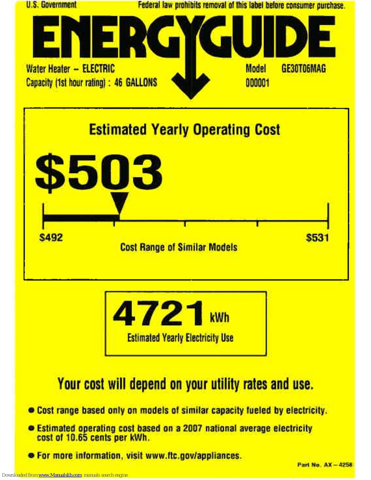 GE 30T06MAG, GE30T06MAG Energy Manual