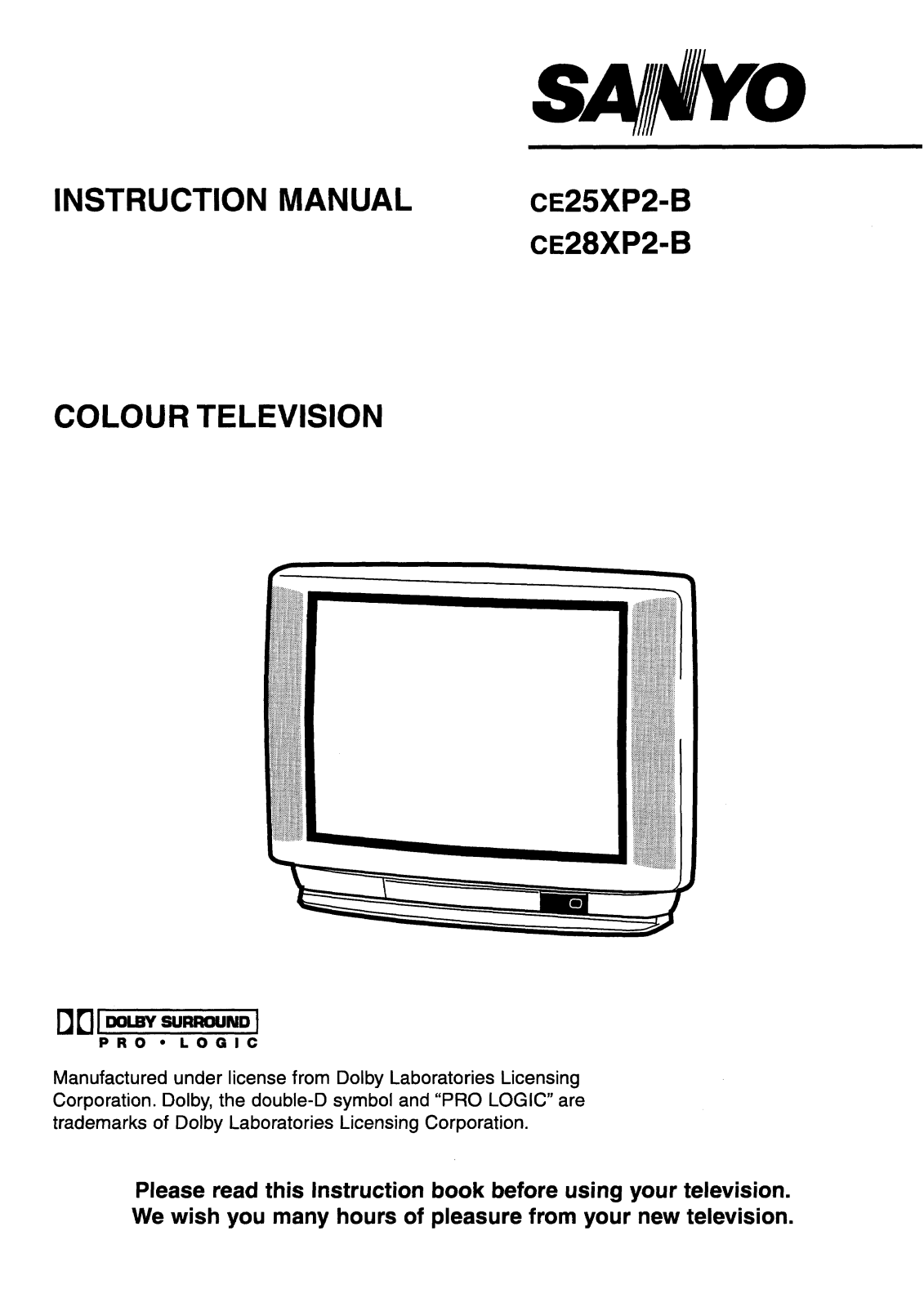 Sanyo CE25XP2-B, CE28XP2-B Instruction Manual