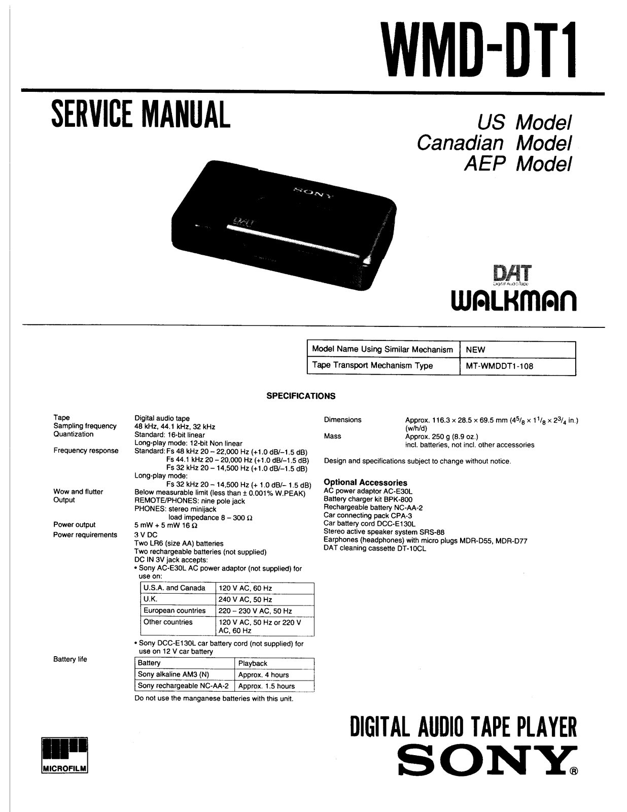 Sony WMD-DT1 Schematic