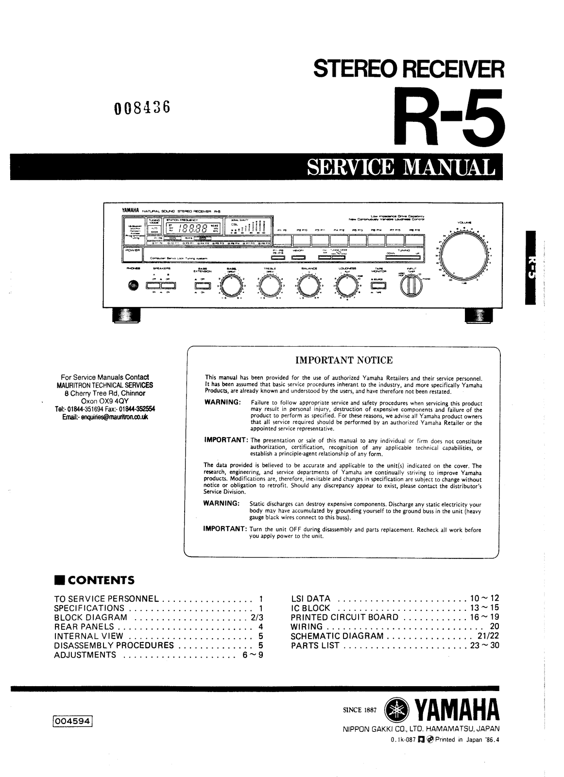 Kenwood R-5 Service Manual