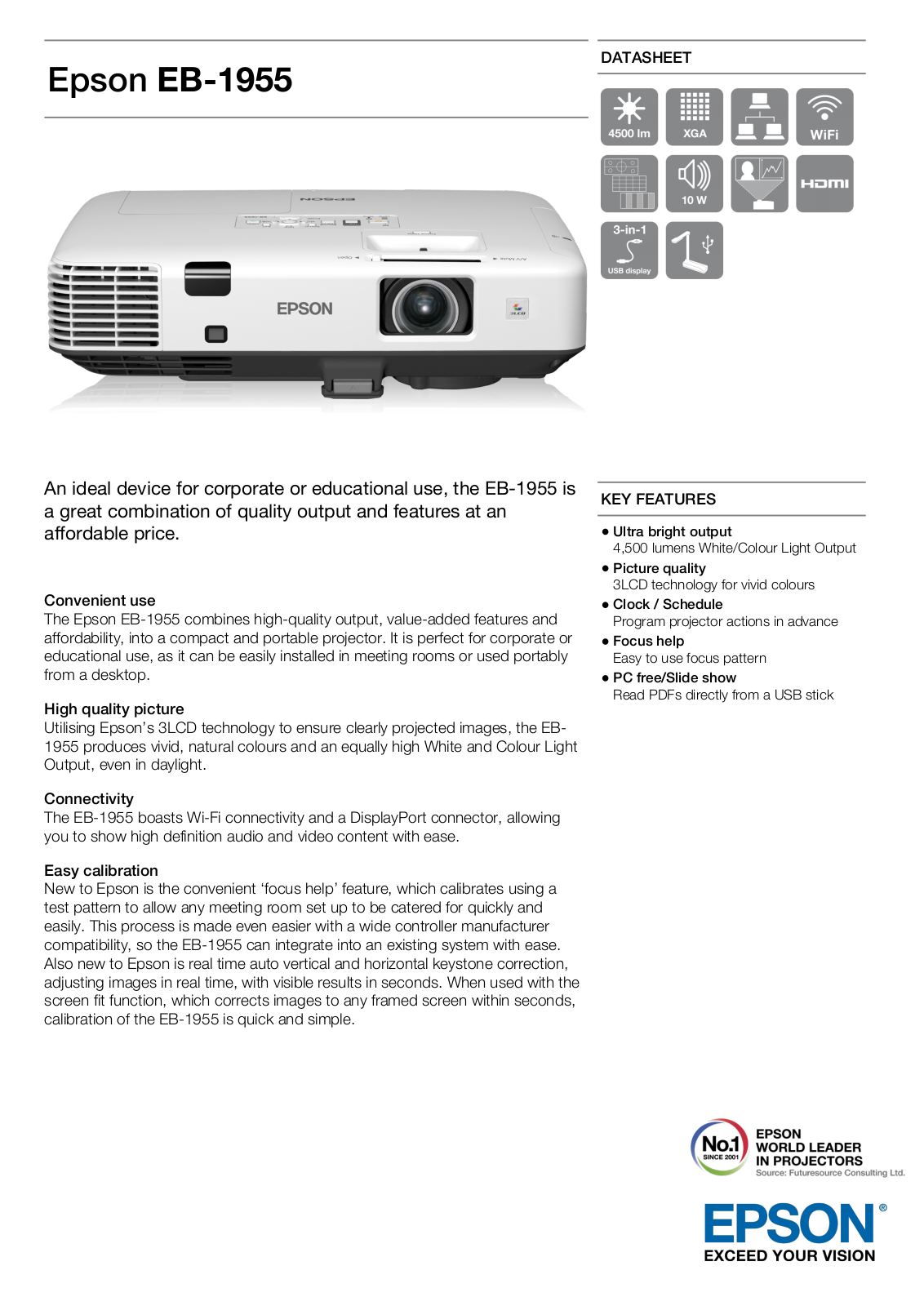 Epson EB-1955 Product Sheet