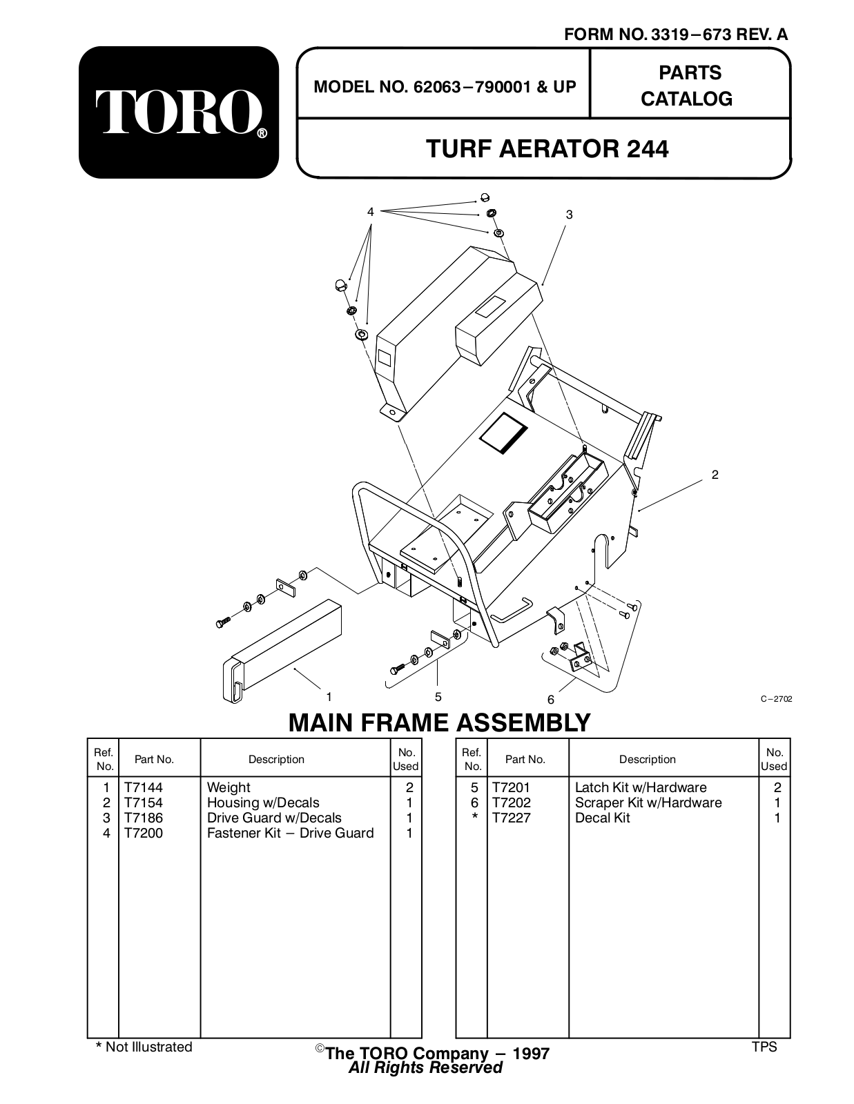 Toro 62063 Parts Catalogue