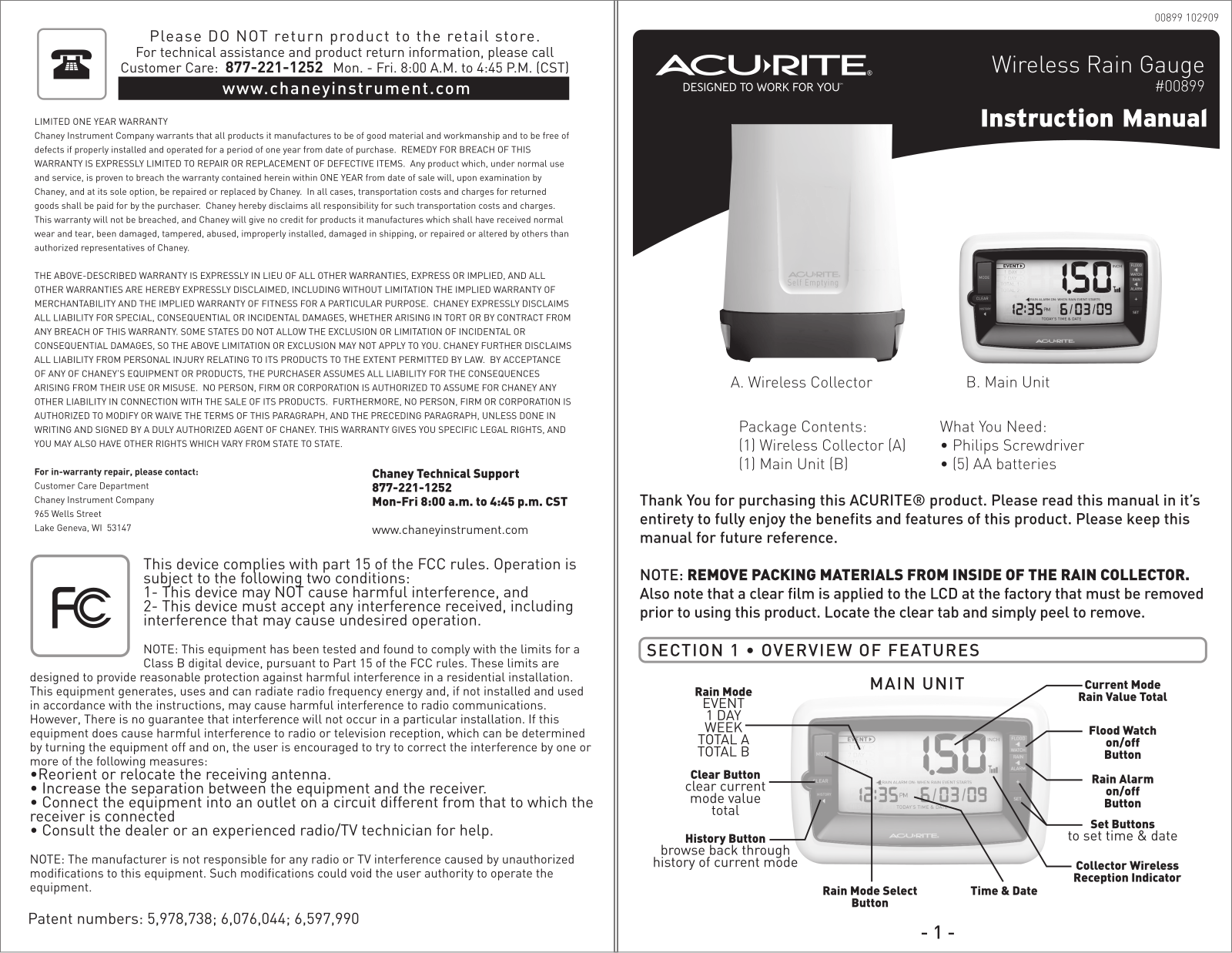 Chaney instruments 00899 User Manual