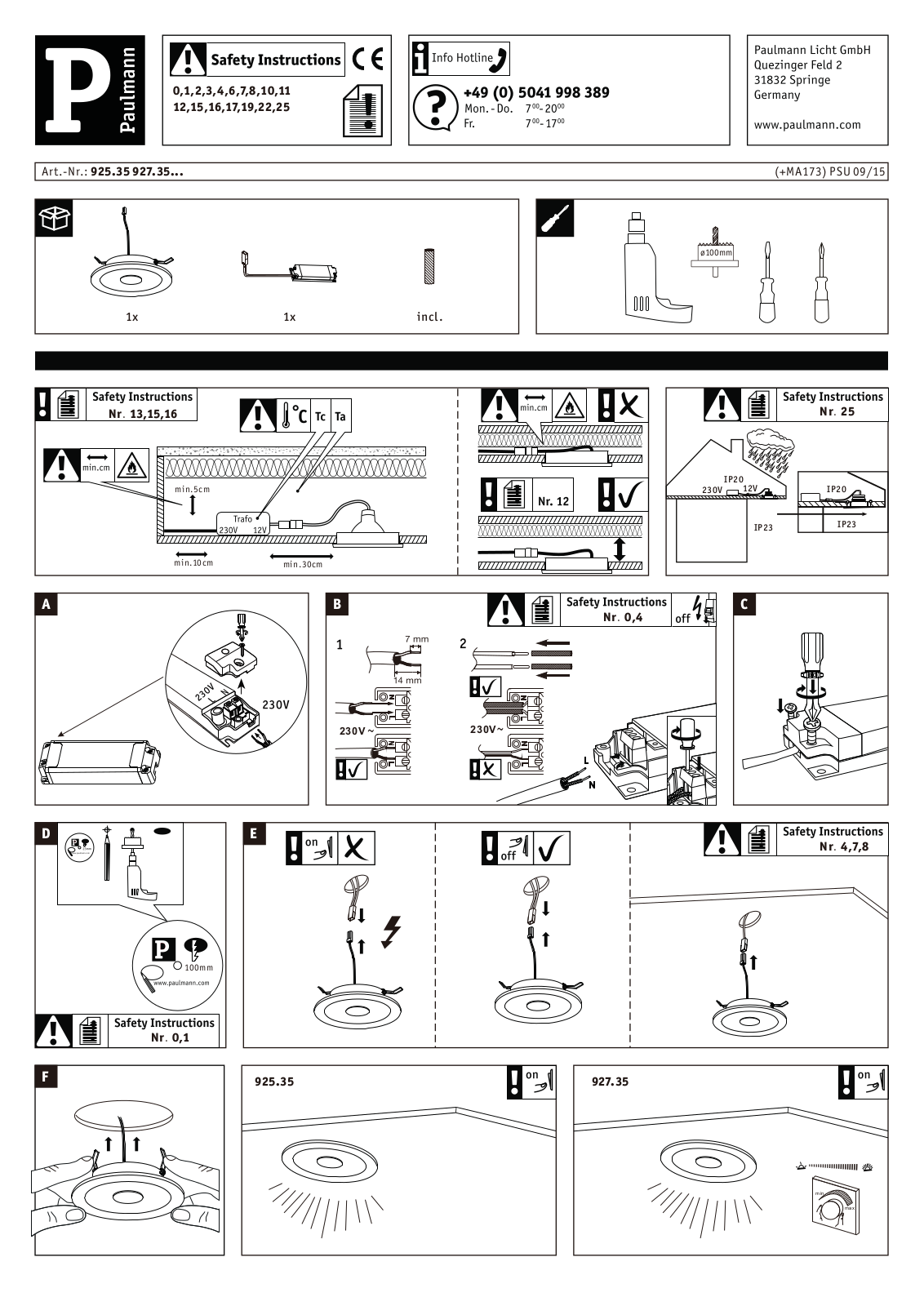 PAULMANN PLM 92535 Instructions