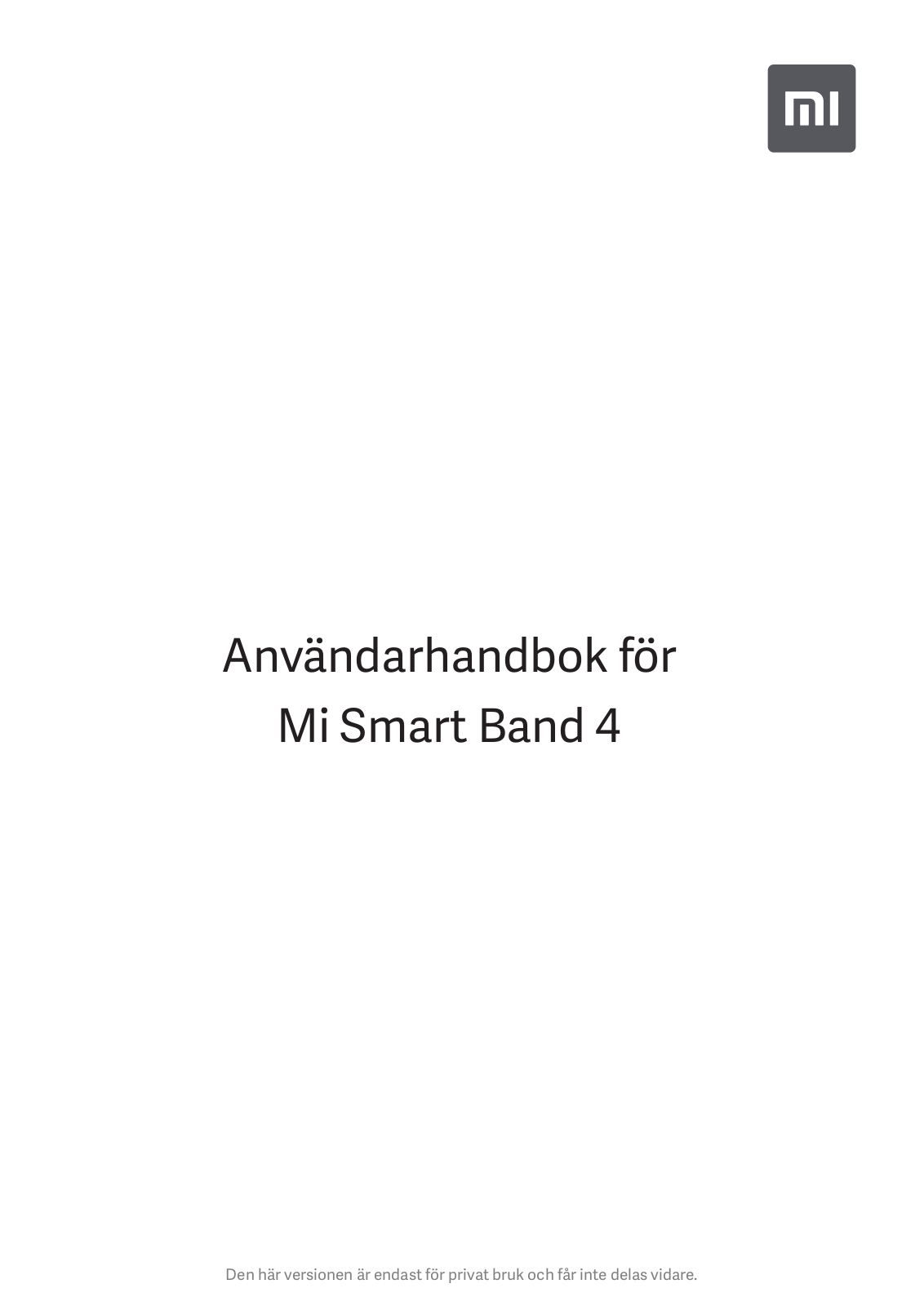 Mi Smart Band 4, XMSH07HM User manual