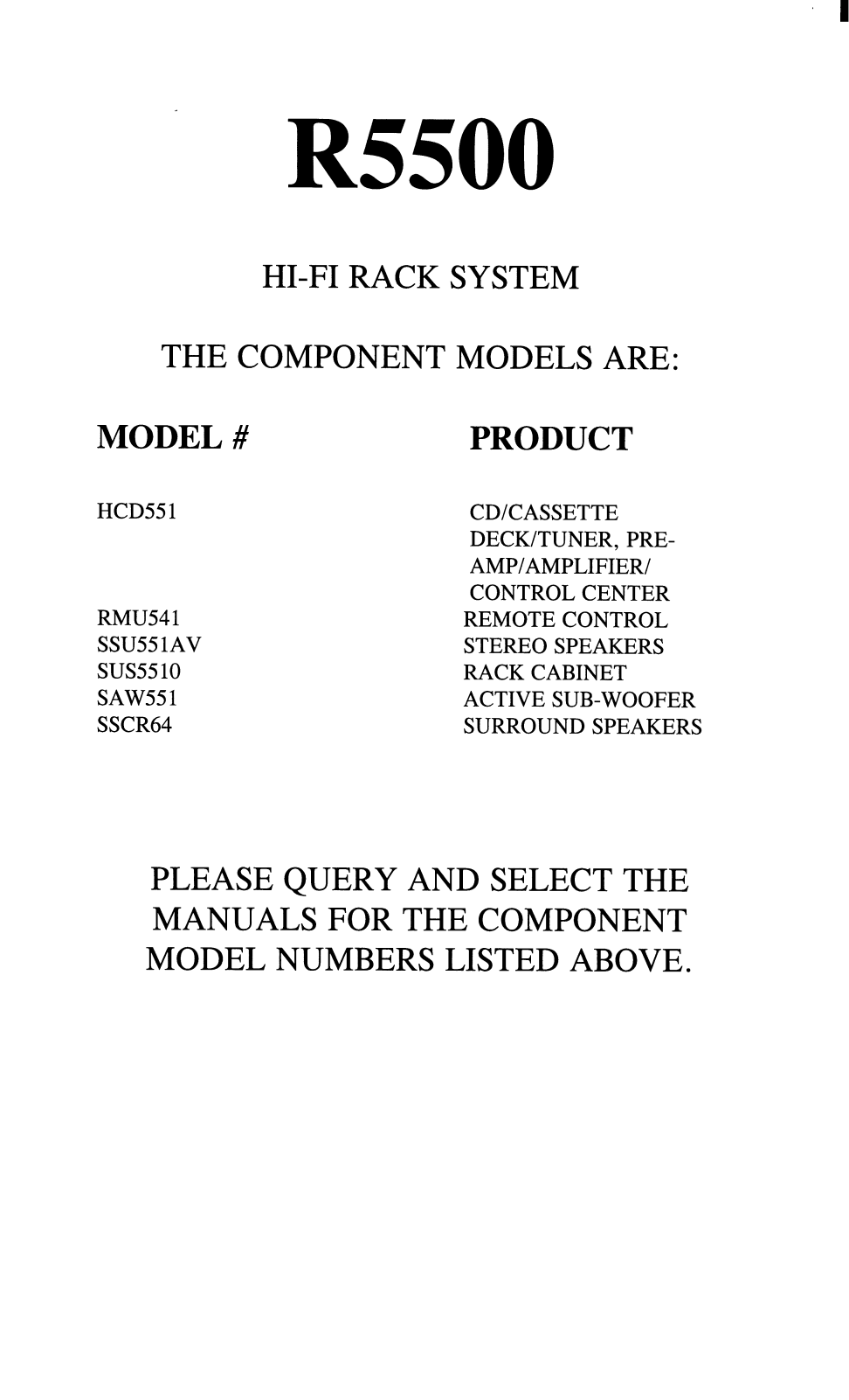 Sony R5500 Components