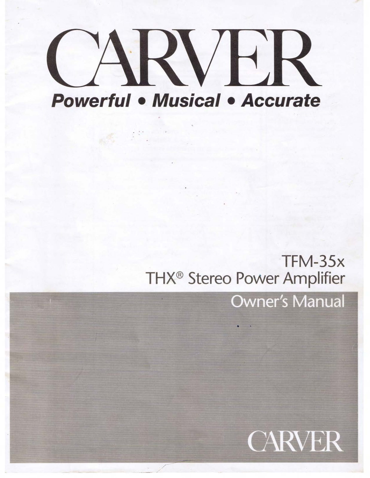 Carver TFM-35-X Owners manual