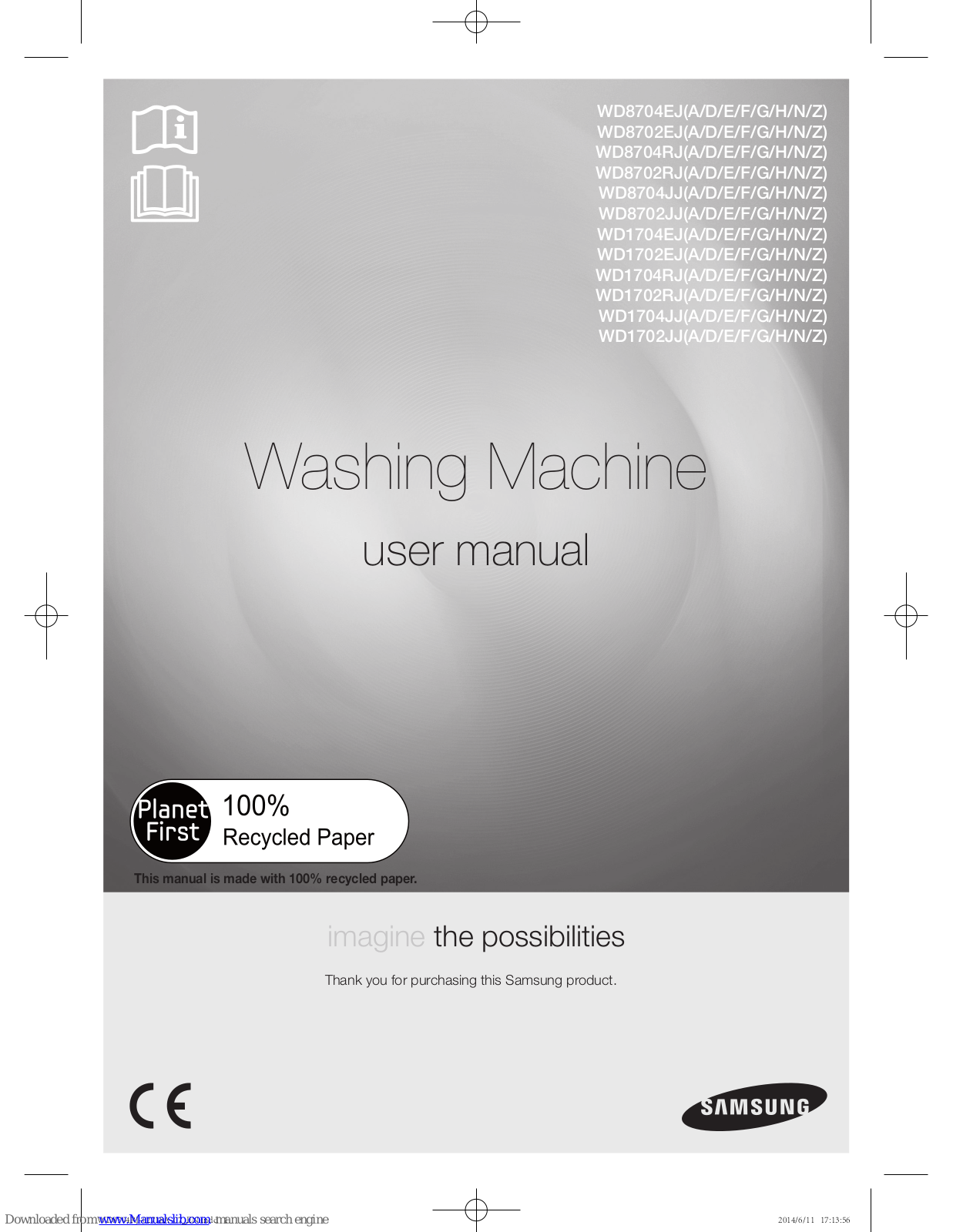 Samsung WD8704EJH, WD8704EJE, WD8704EJN, WD8704EJZ, WD8702EJA User Manual