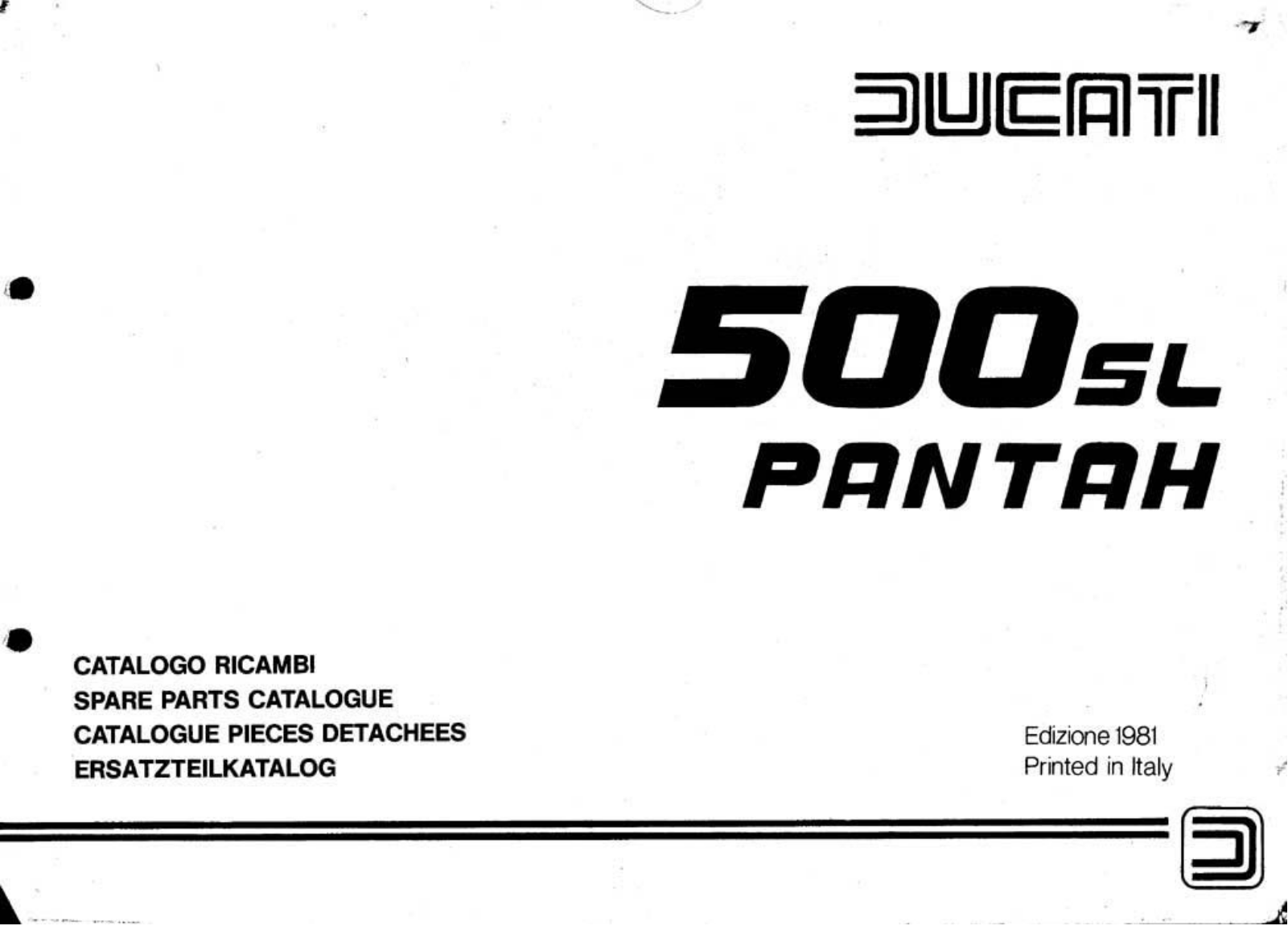 Ducati 500 SL Pantah Parts Catalog