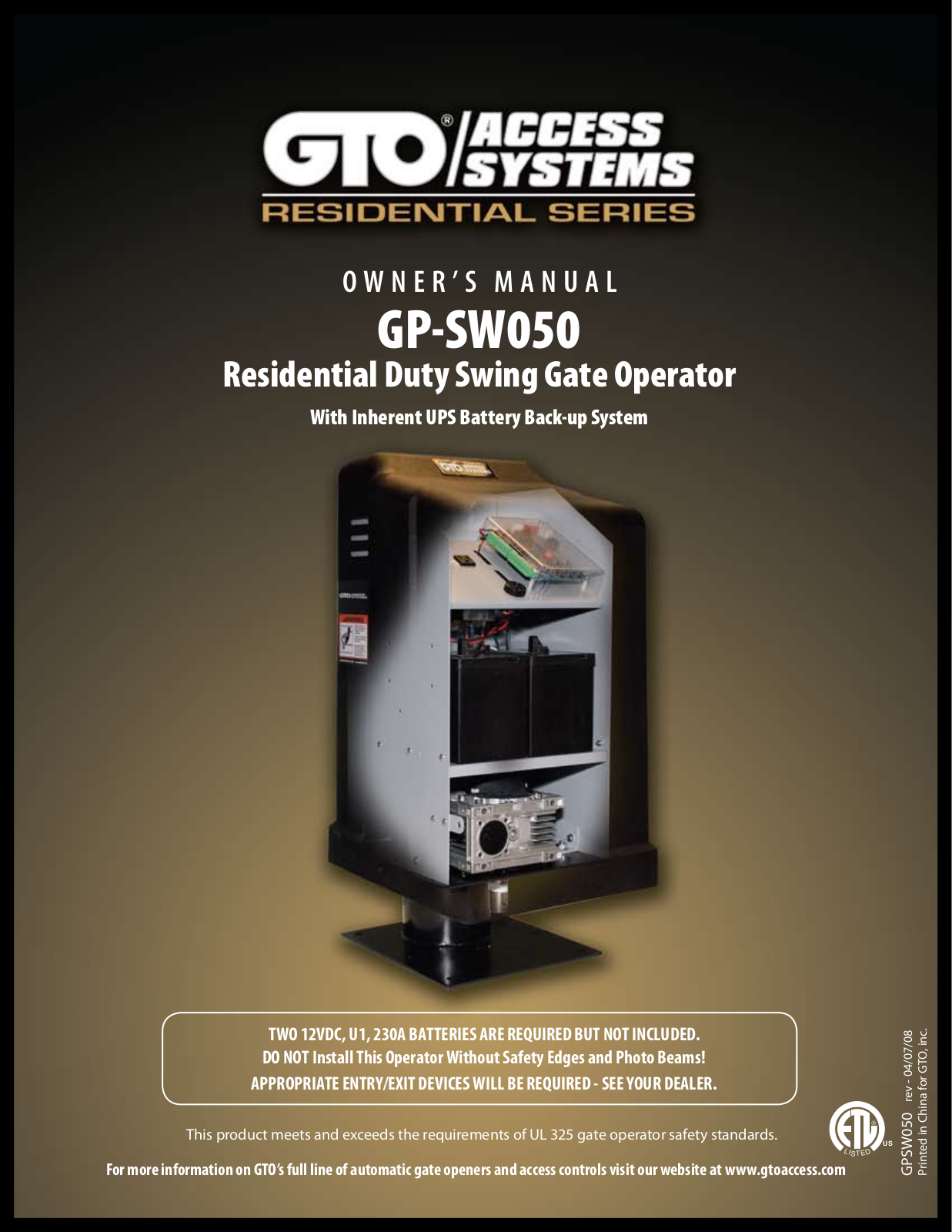 GTO GP-SW050 User Manual