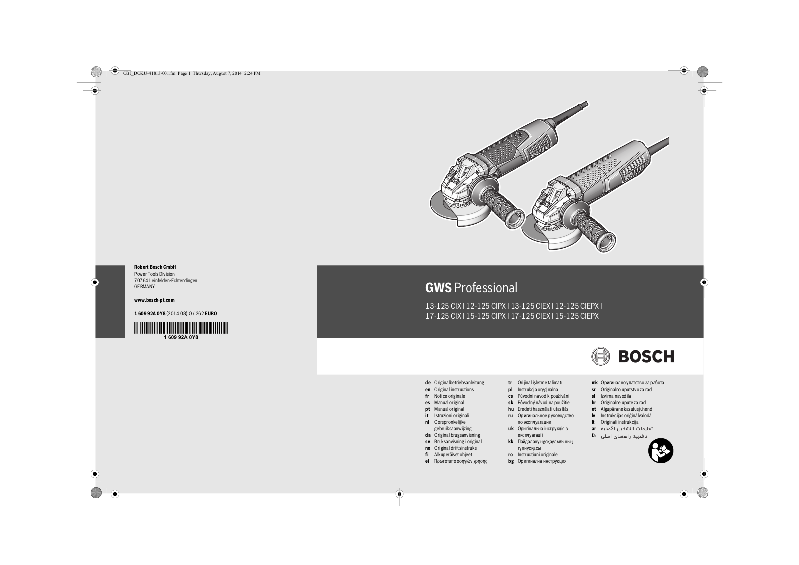 Bosch GWS Professional User manual