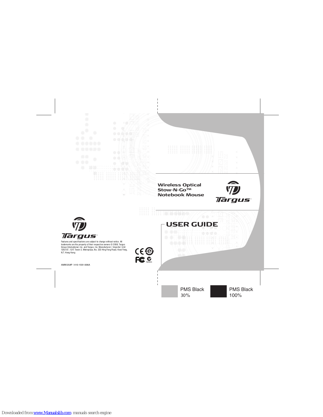 Targus Wireless Optical Stow-N-Go, Stow-N-Go AMW25AP User Manual