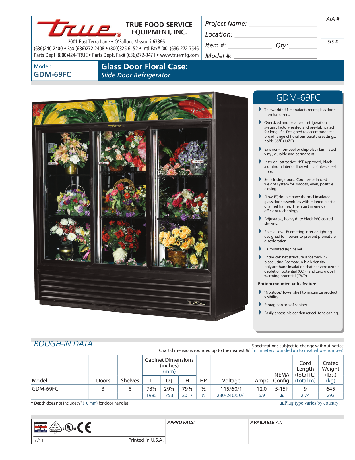 True GDM-69FC User Manual