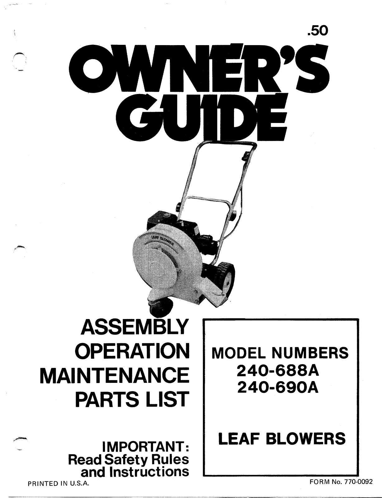 MTD 240-688A User Manual