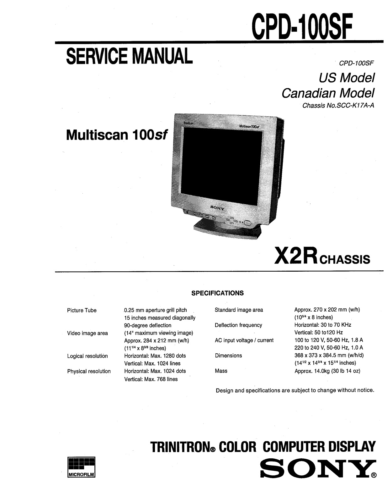 Sony CPD-100SF Service Manual